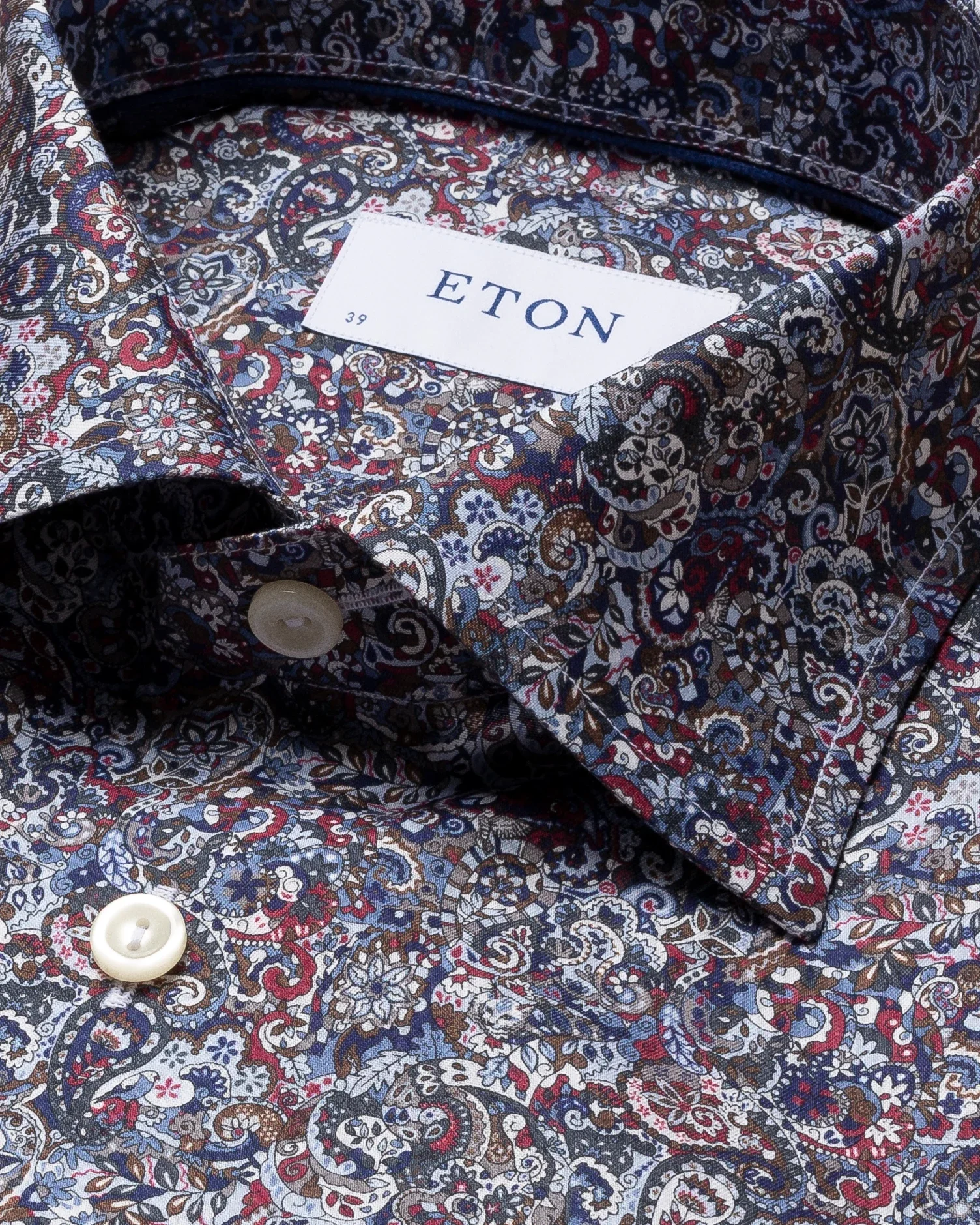 Eton - red scandinavian paisley print shirt