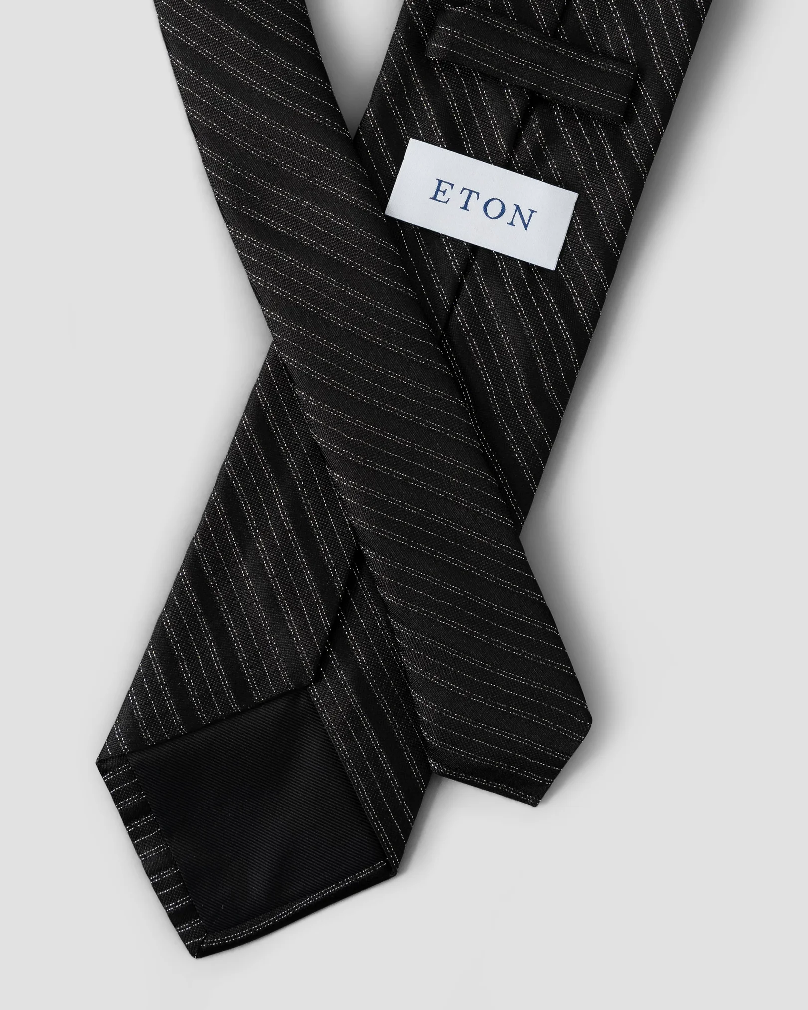 Eton - black striped silk blend tie