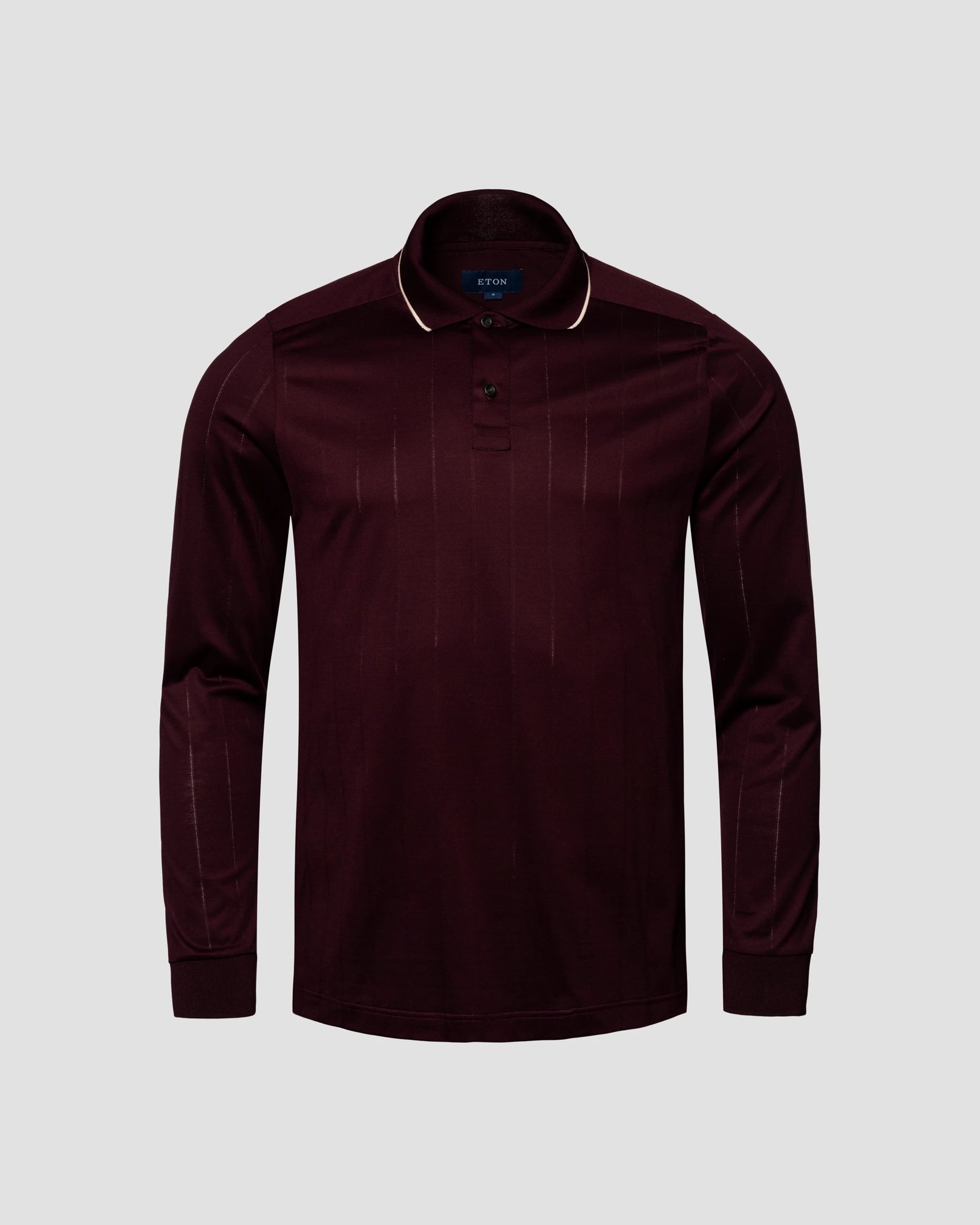 Eton - Burgundy Striped Filo di Scozia Jacquard Polo Shirt