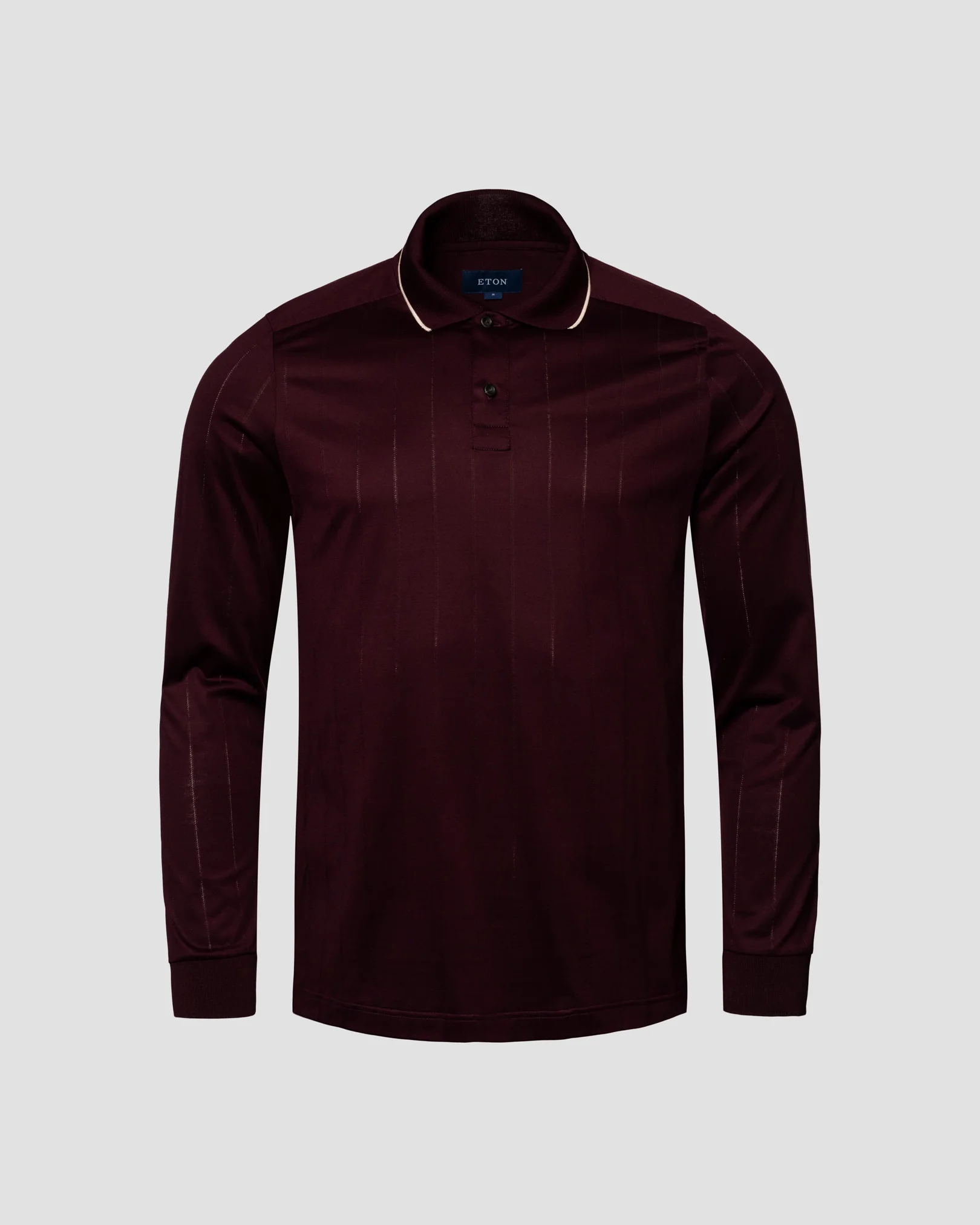 Eton - Burgundy Striped Filo di Scozia Jacquard Polo Shirt