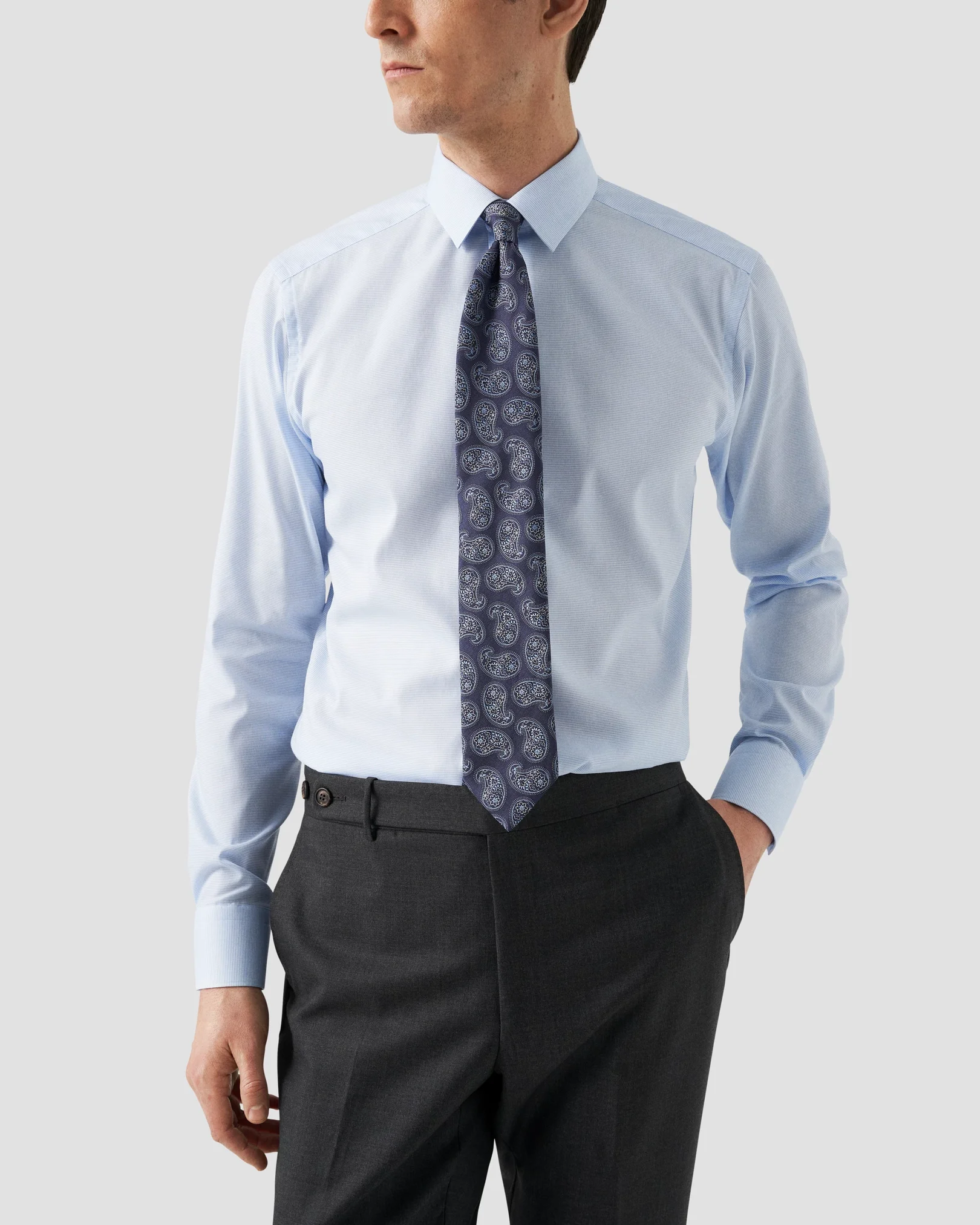 Eton - solid light blue ponited shirt