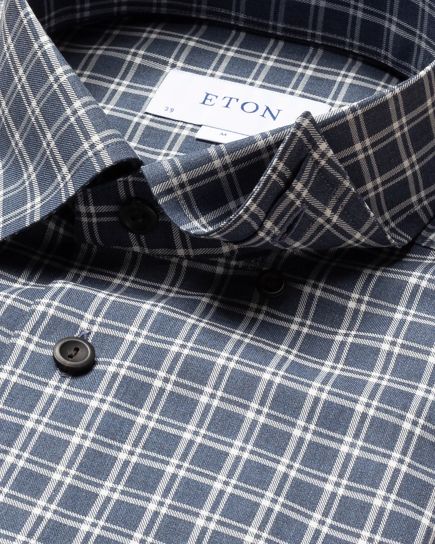Eton - blue white checked flanell shirt