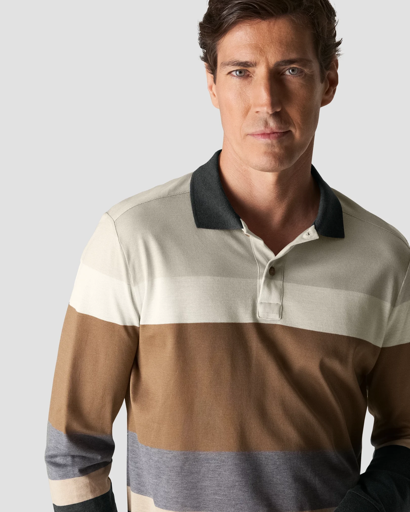 Eton - beige knit pique knitted jersey