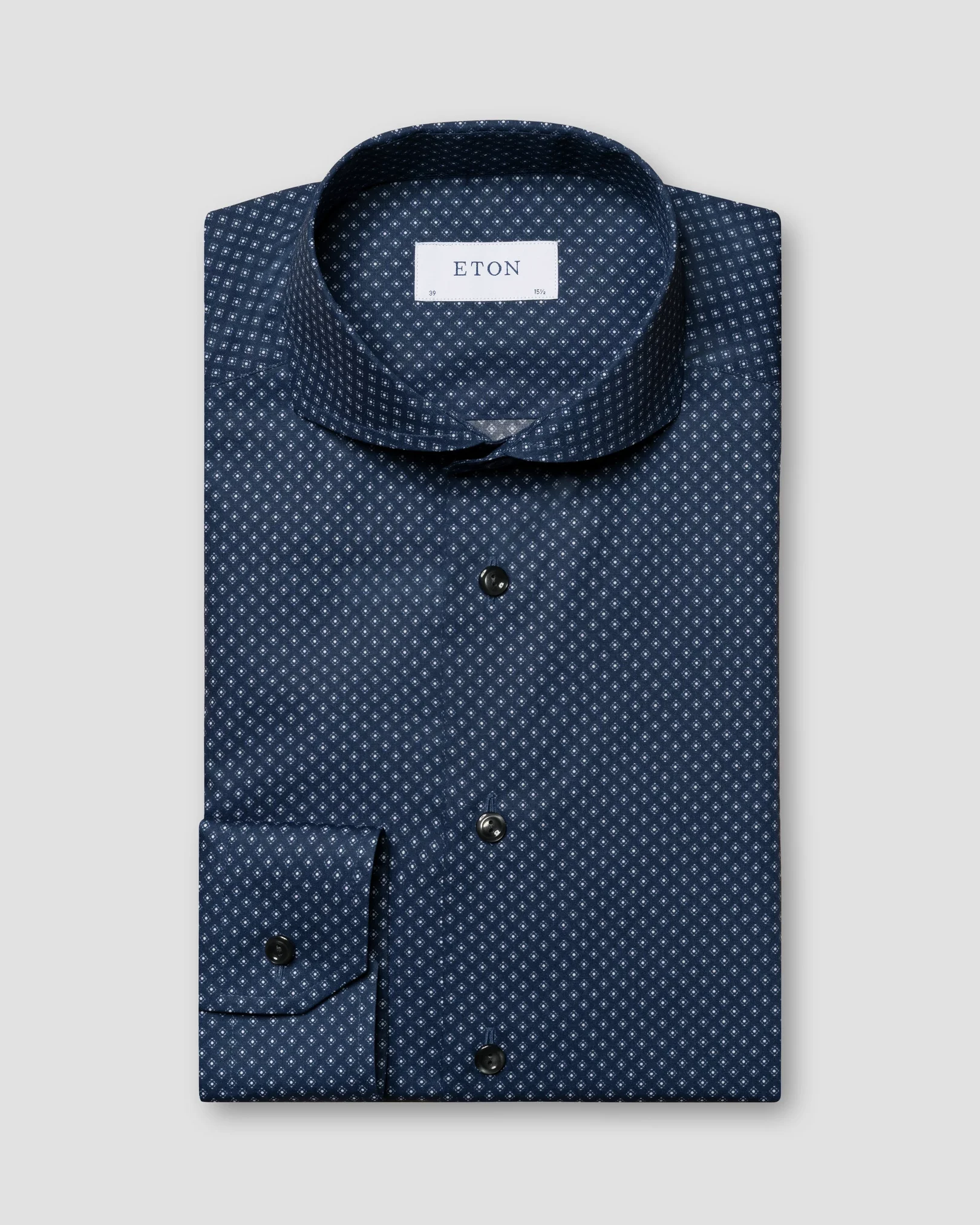 Eton - navy blue poplin cut away ss
