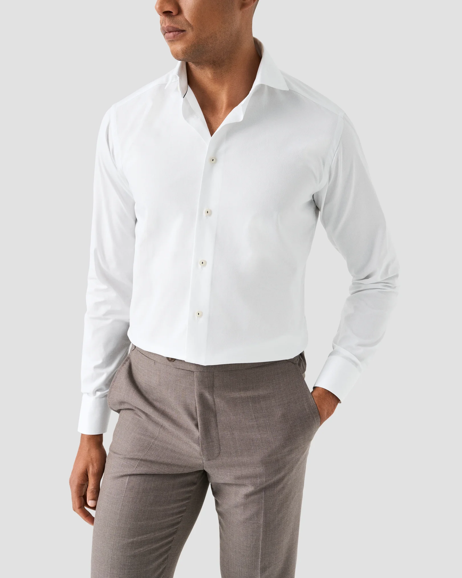 Eton - white semi solid signature dobby shirt