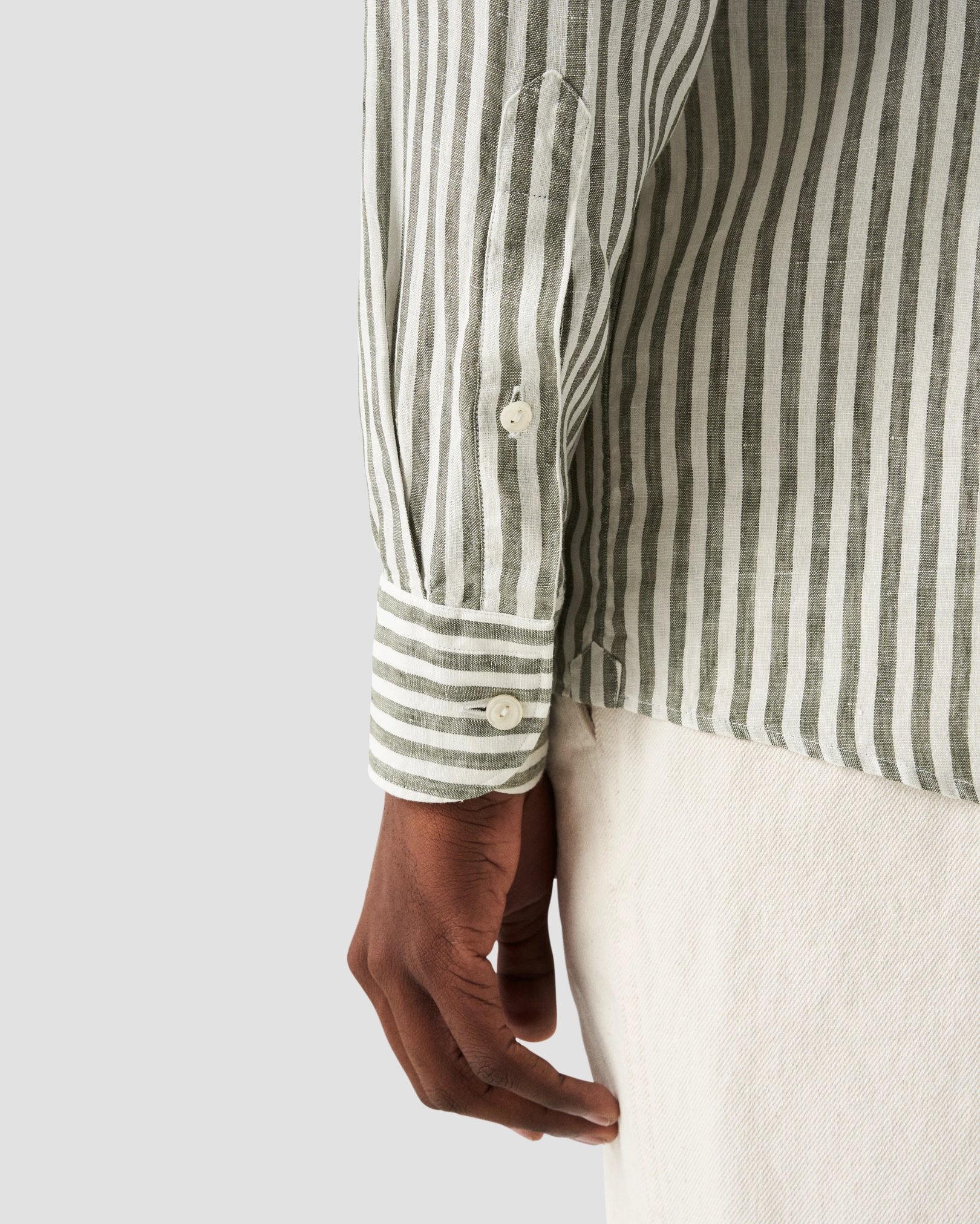 Eton - claasic mid green linen shirt