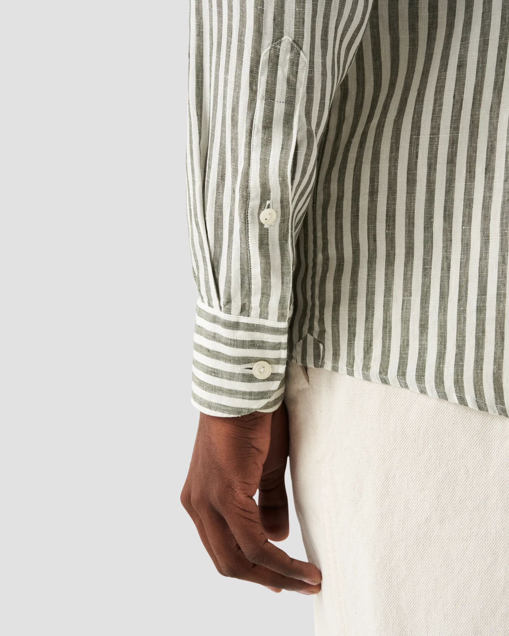Eton - claasic mid green linen shirt