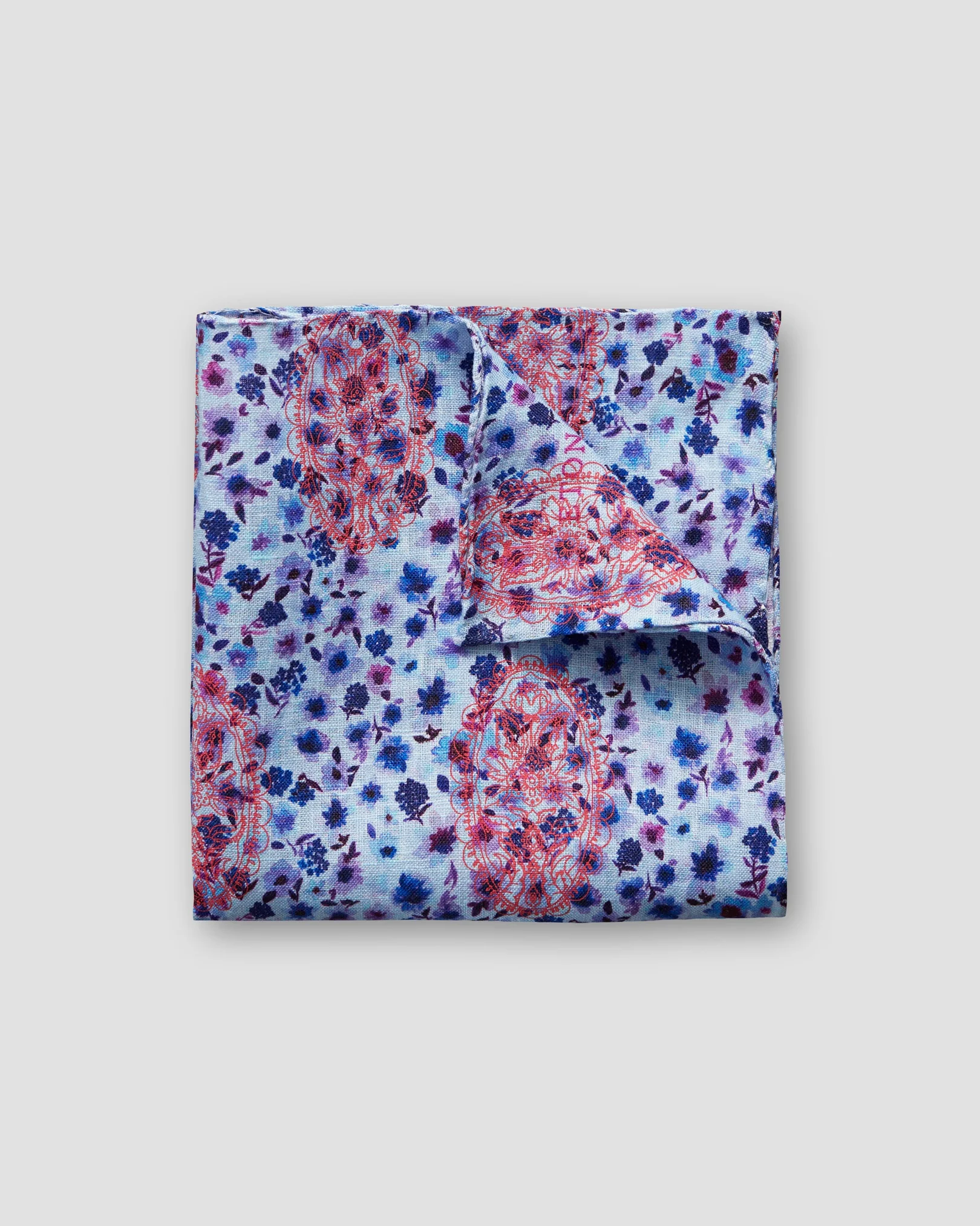 Eton - blue floral linen pocket square