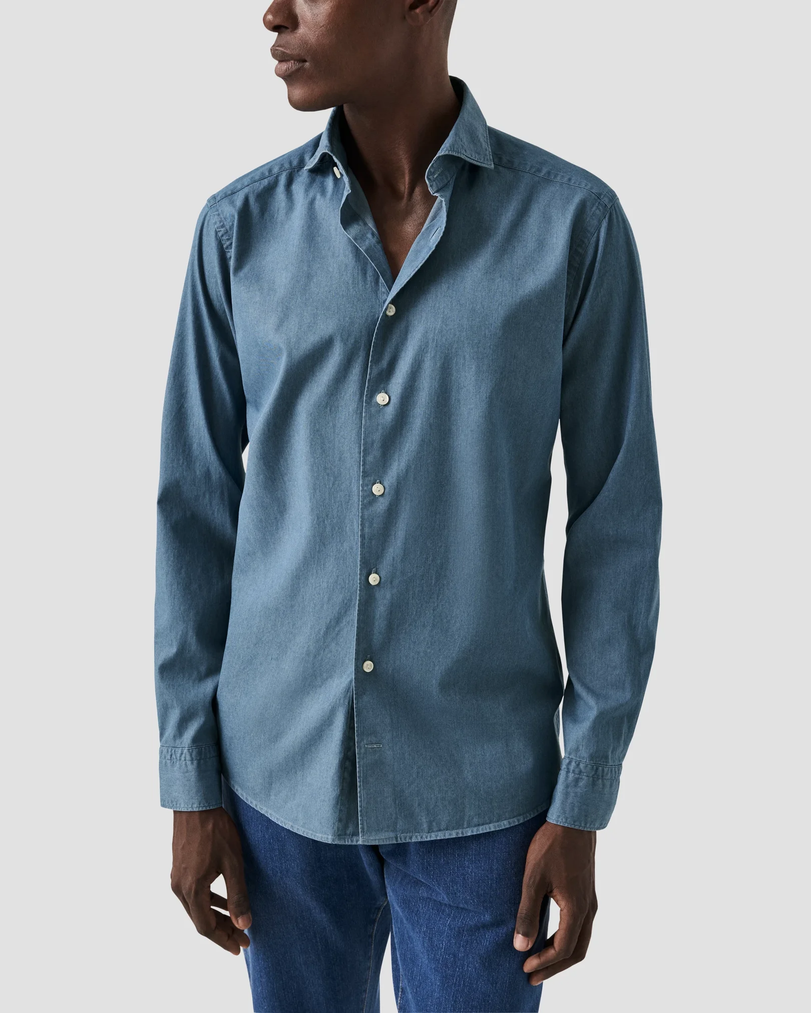 Eton - dark blue lightweight denim shirt