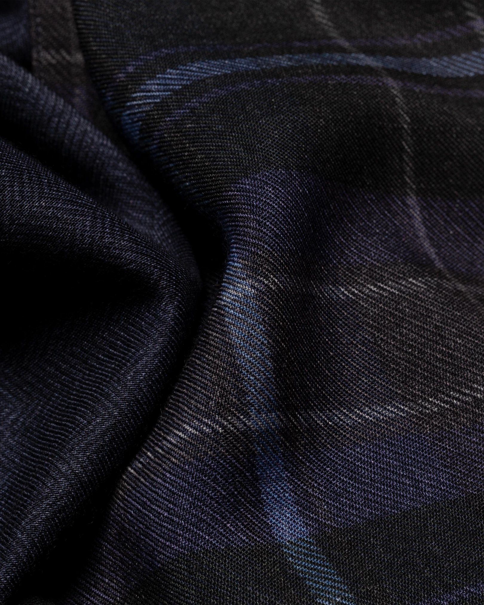 Eton - dark blue plaid double sided wool scarf