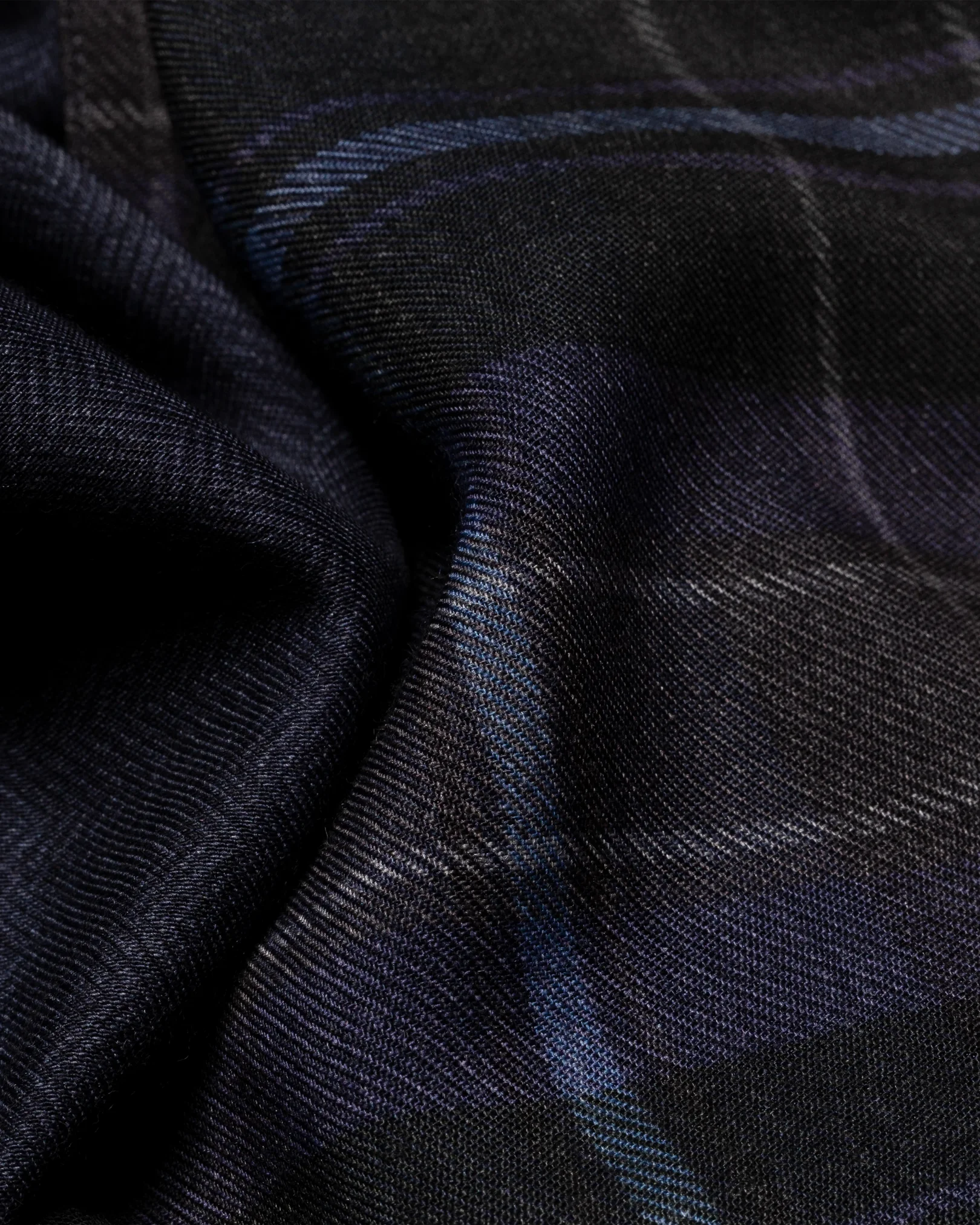 Eton - dark blue plaid double sided wool scarf