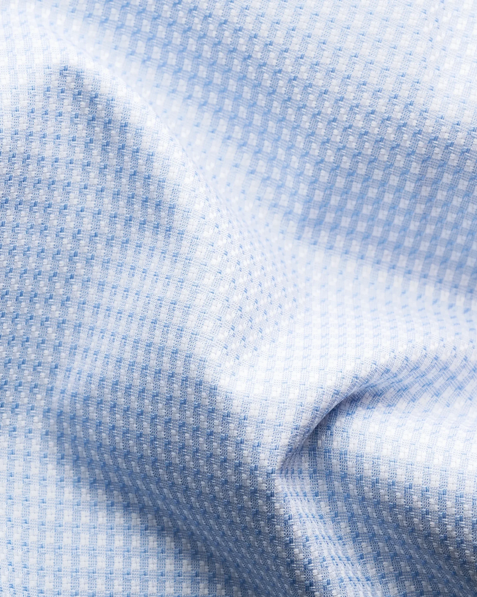 Eton - light blue check signature dobby shirt