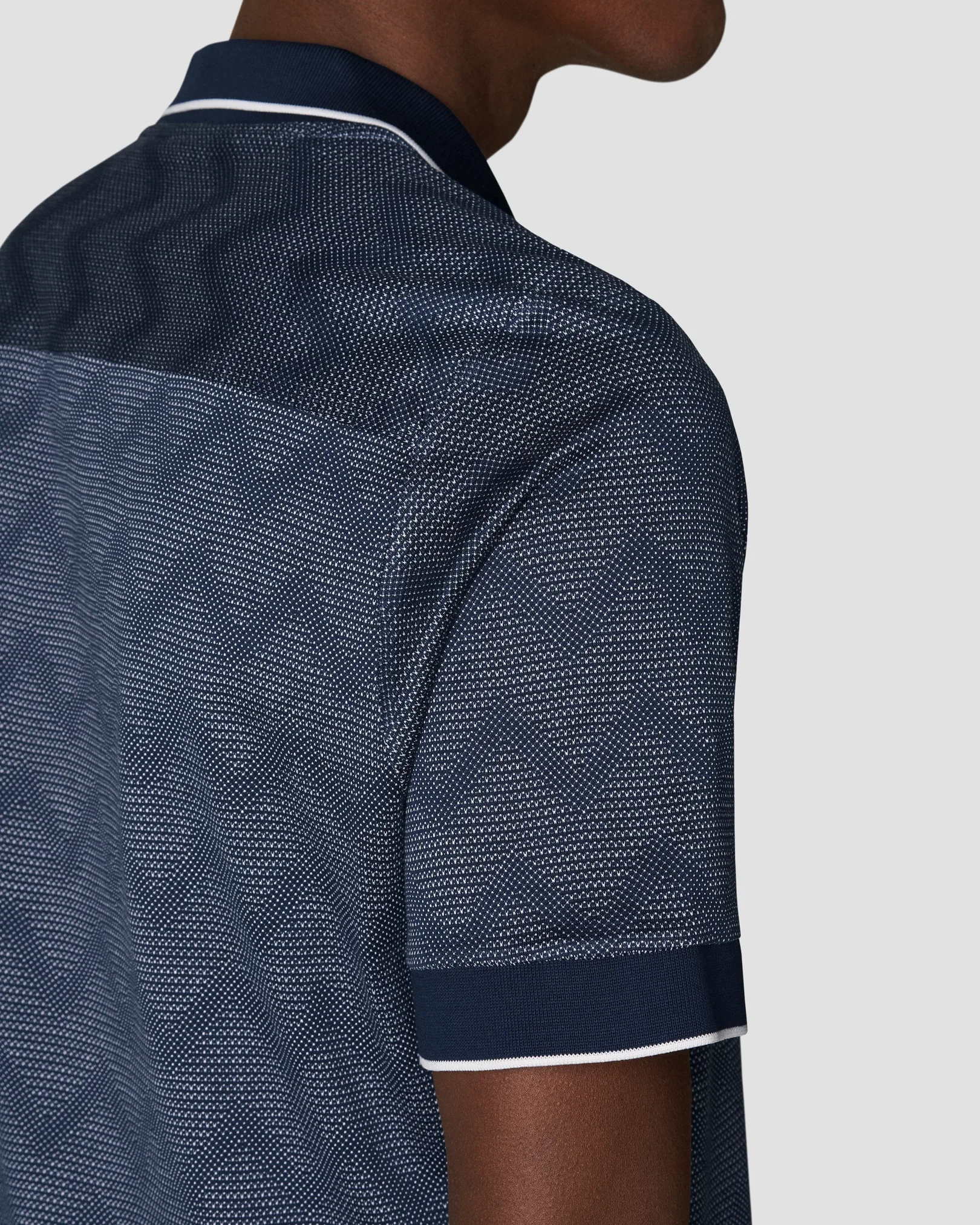 Eton - dark blue knit jacquard short sleeve