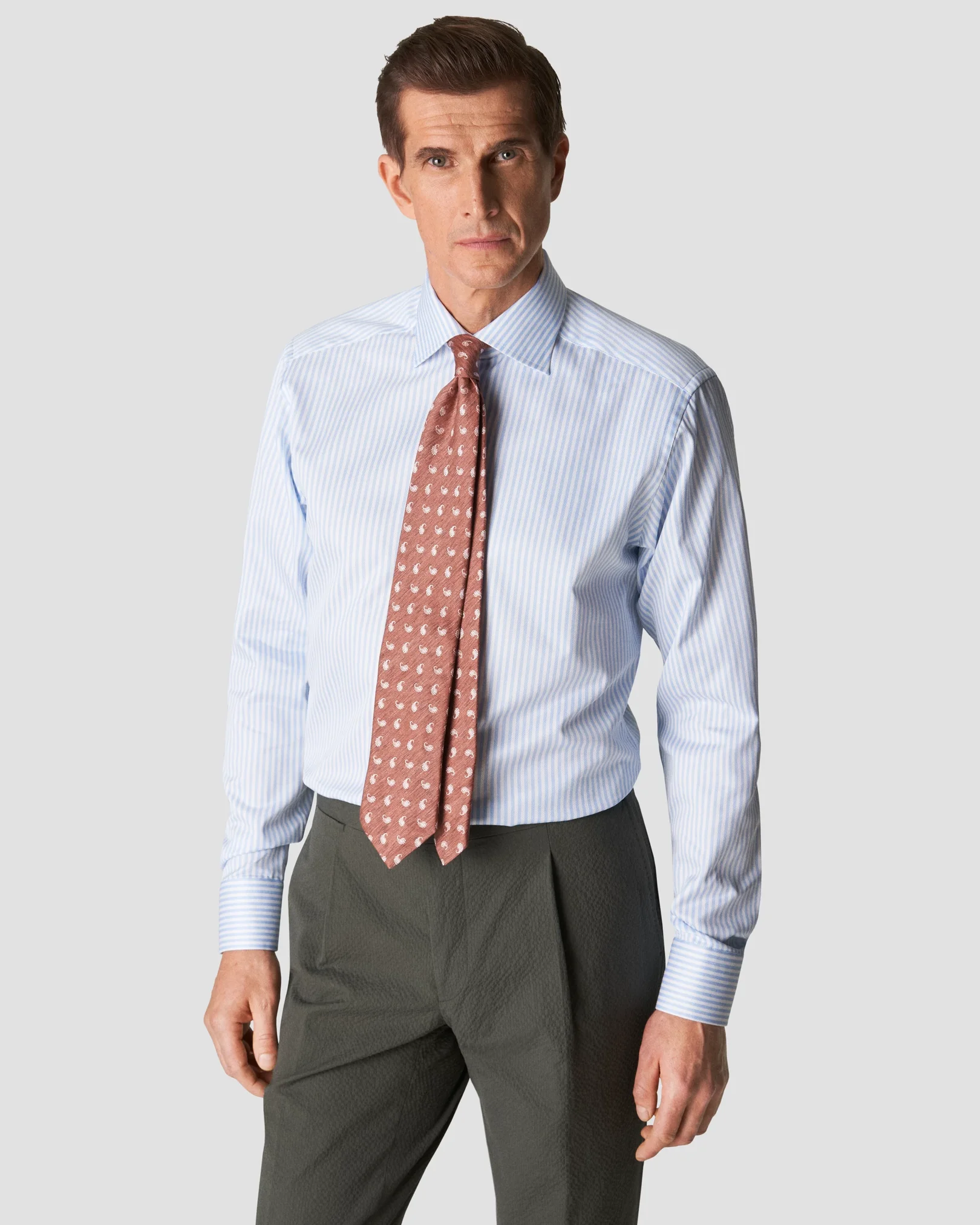Eton - light blue signature twill classic stripes