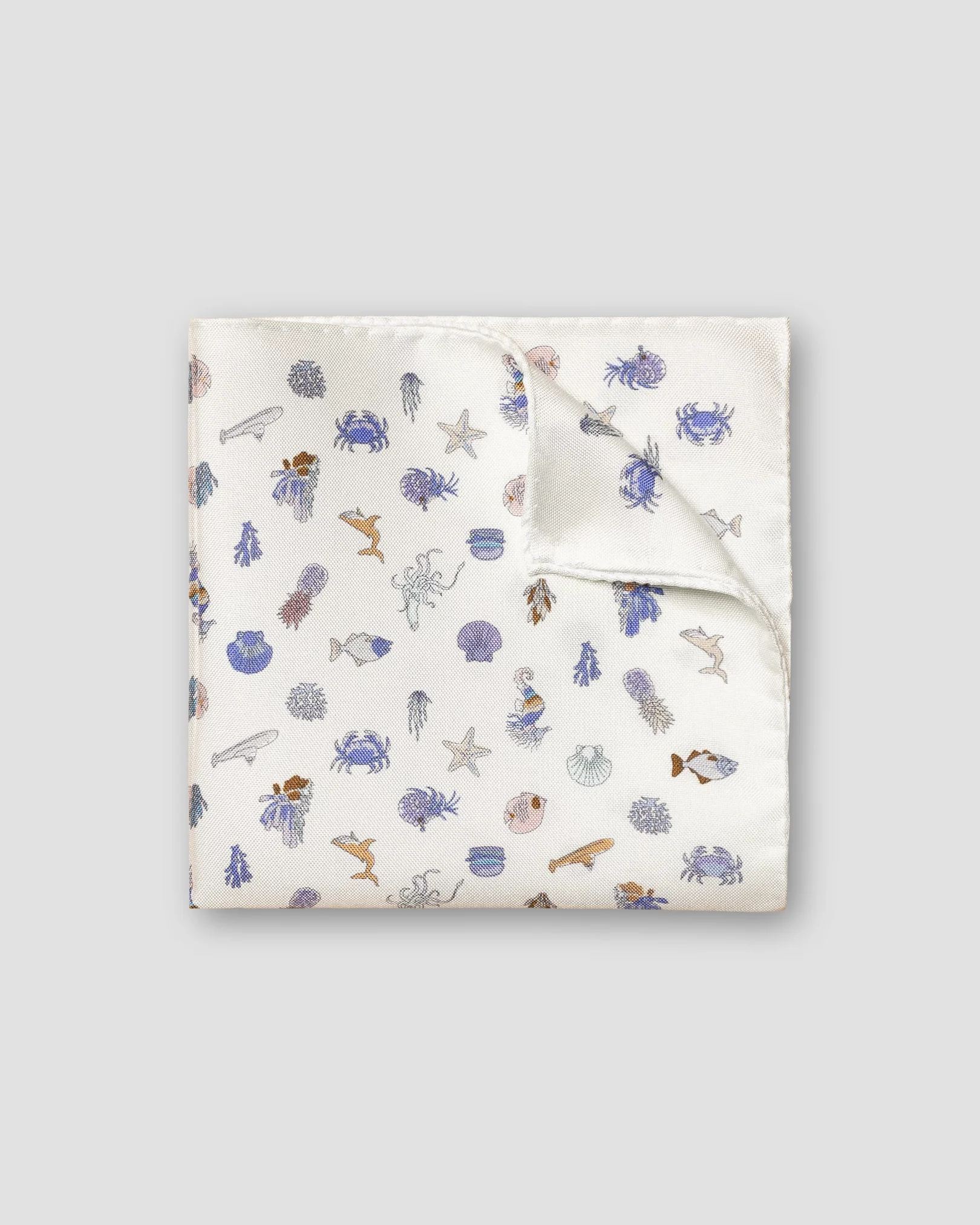 Eton - brown seahorse print silk pocket square