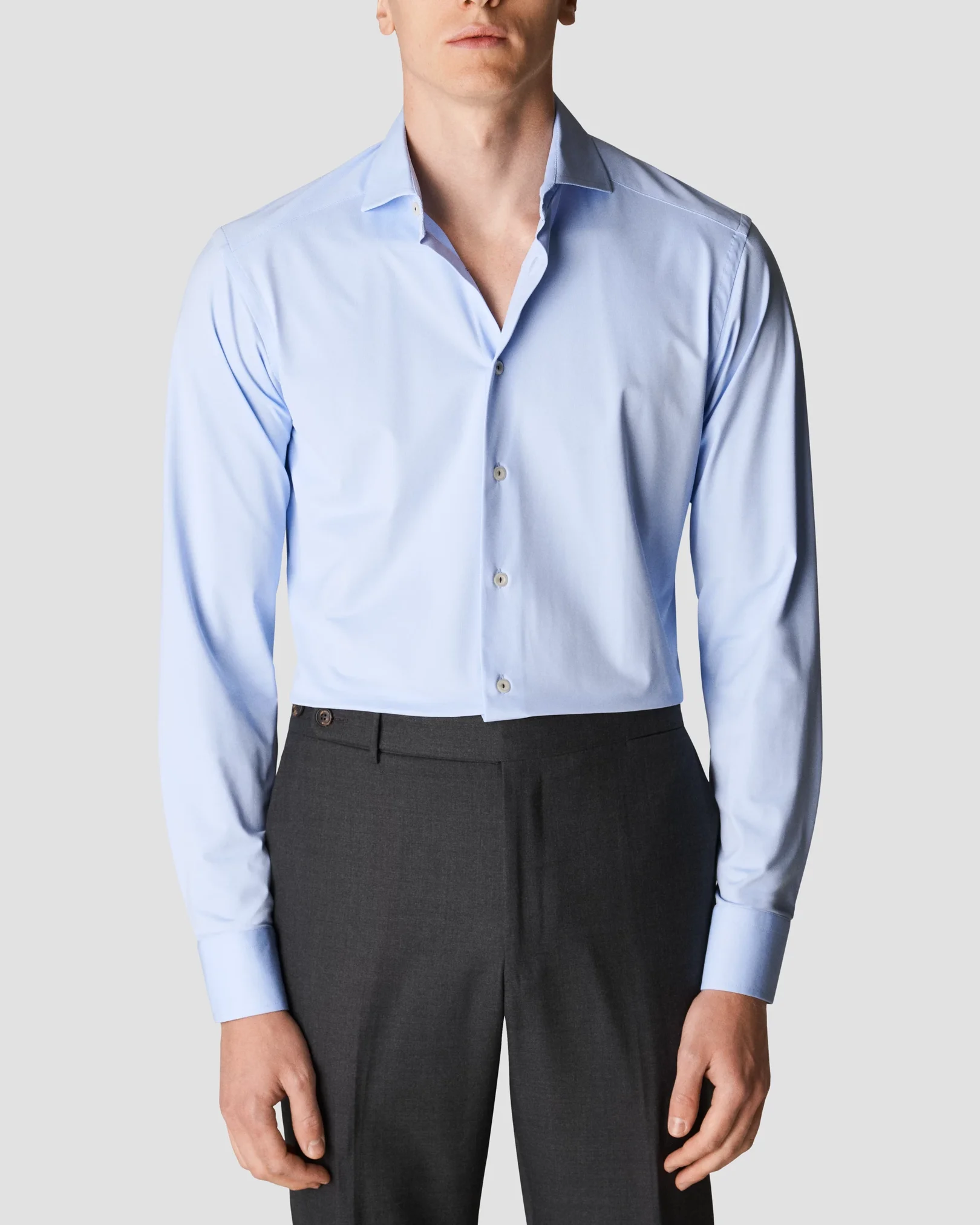 Eton - solid light blue 4 way stretch