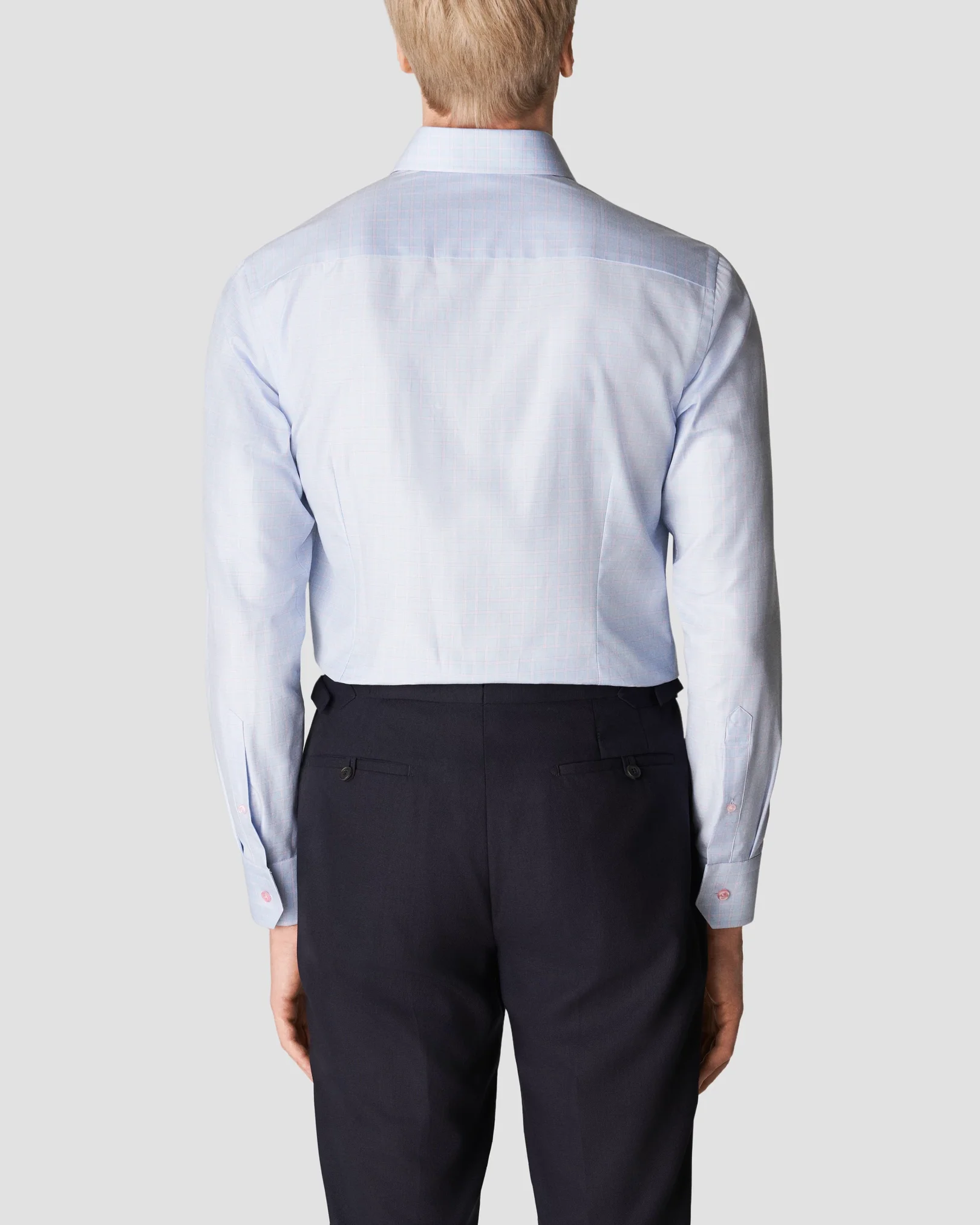 Eton - pink cotton tencel stretch cut away single slim
