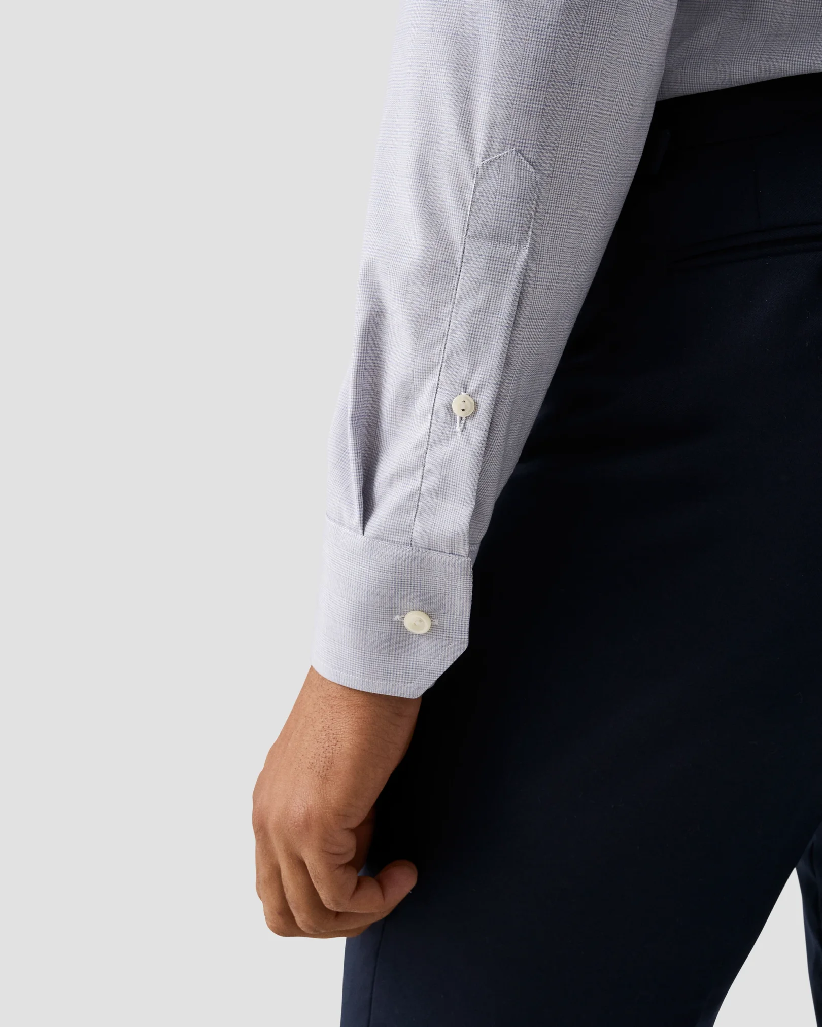 Eton - light purple check fine twillshirt