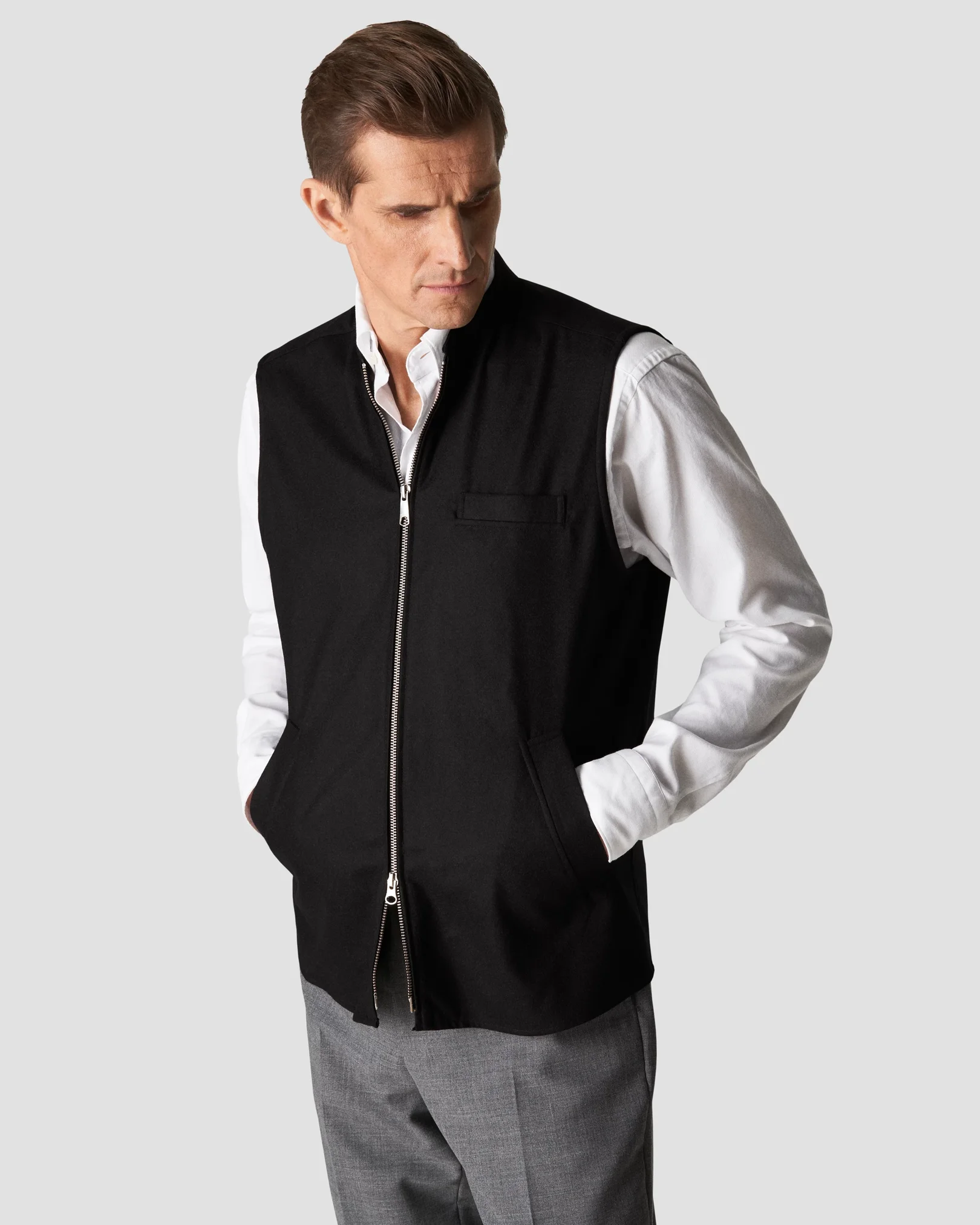 Eton - black twill wool vest