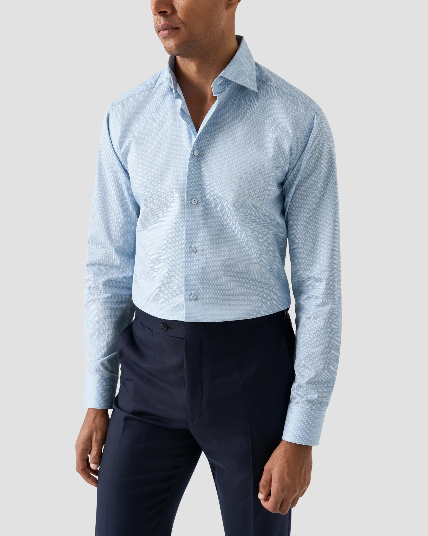 Eton - light blue semi solid elevated piqueshirt