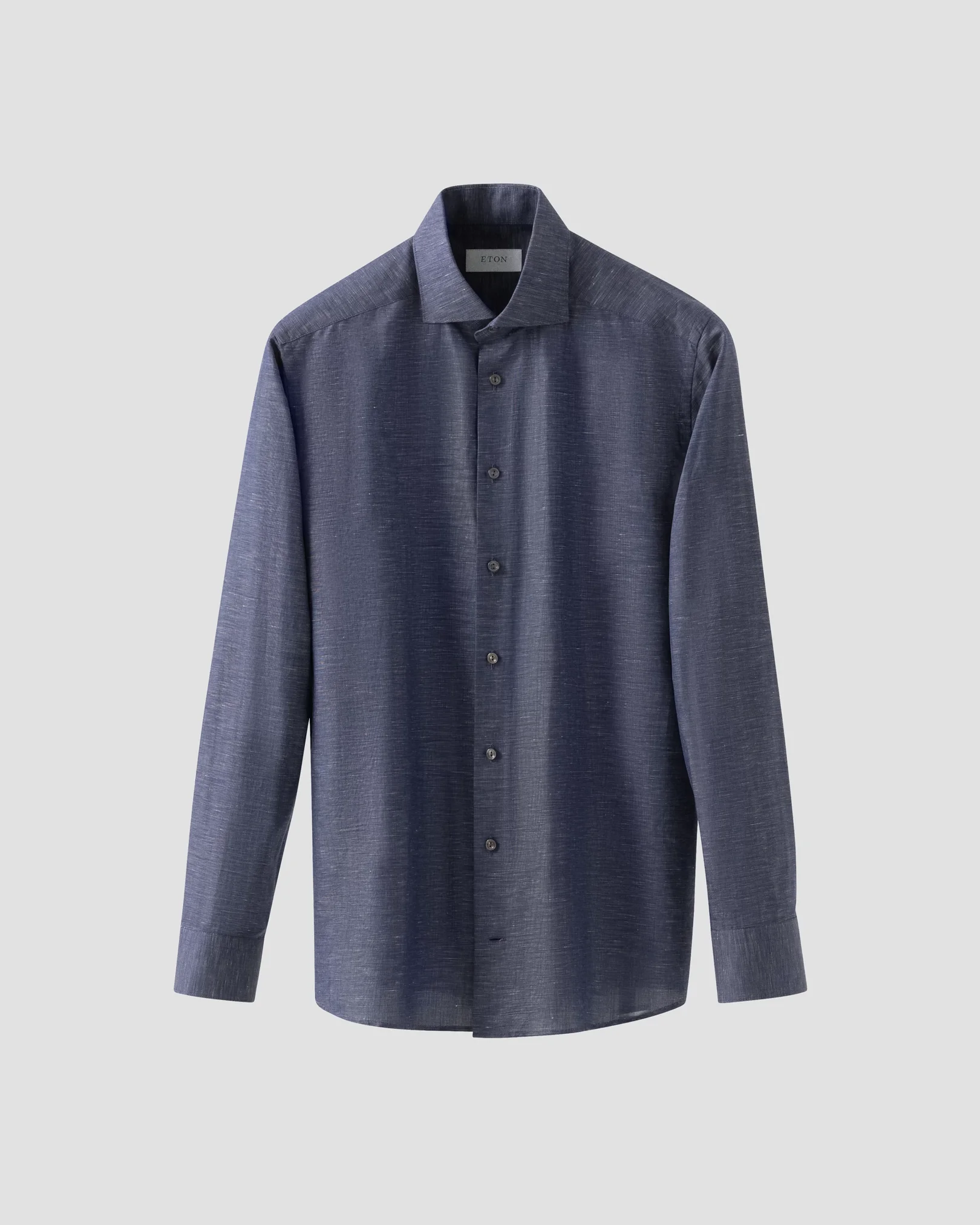 Eton - solid navy cotton linen shirt