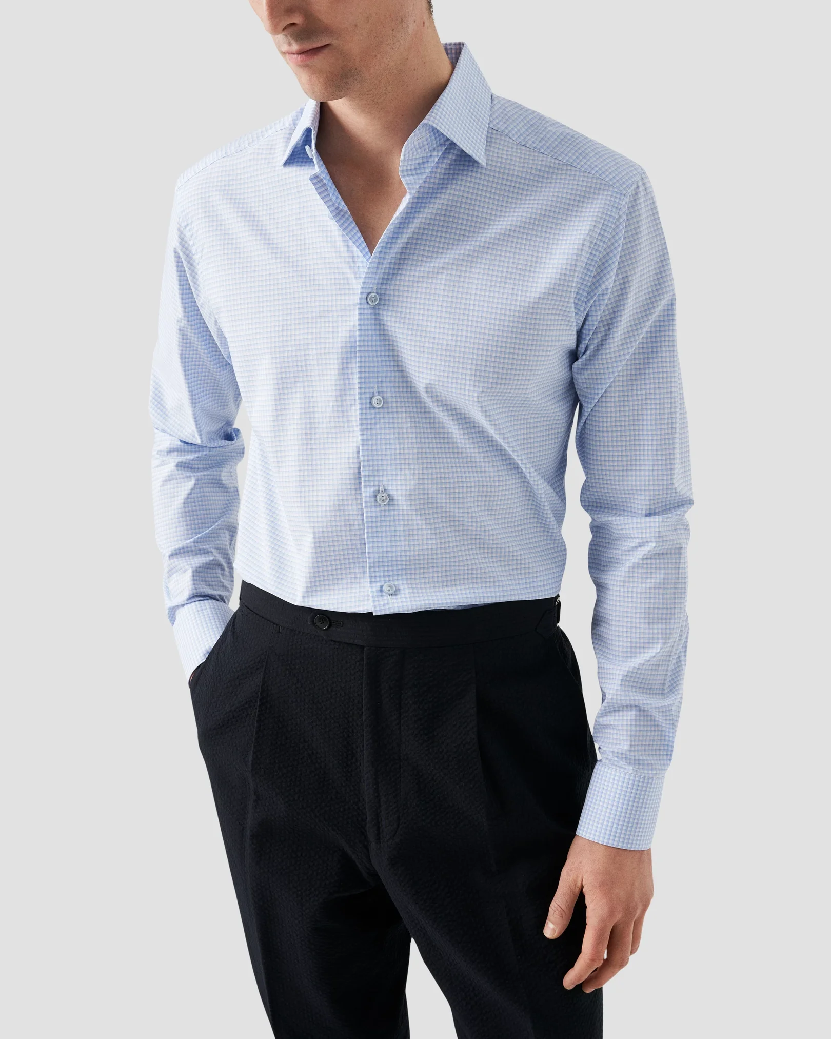 Eton - elevated checked poplin shirt