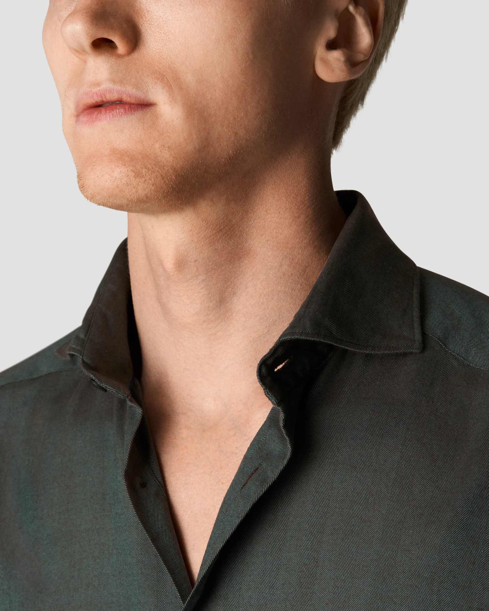 Eton - dark green lightweight flannel shirt