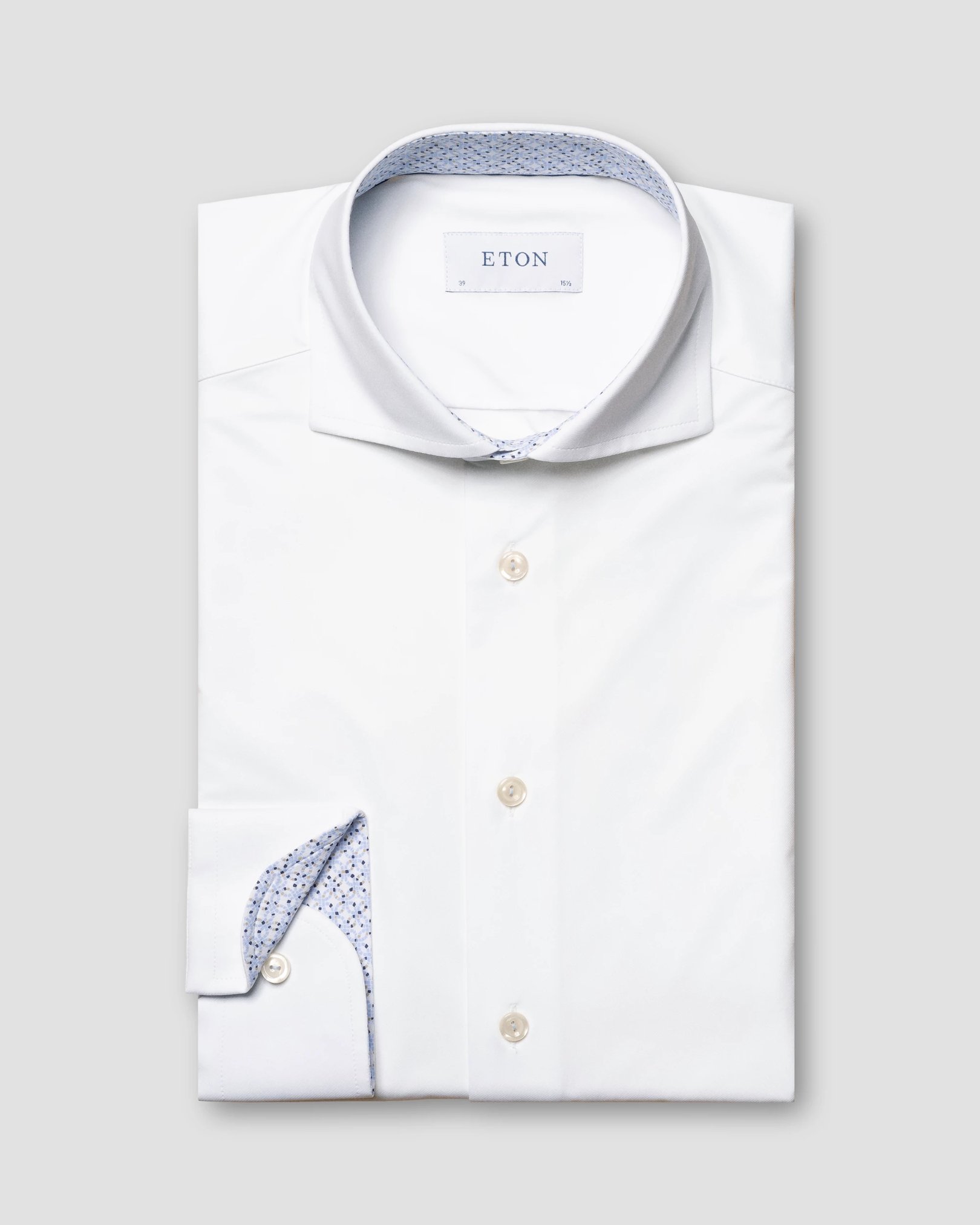 Eton - white four way stretch contrast collar
