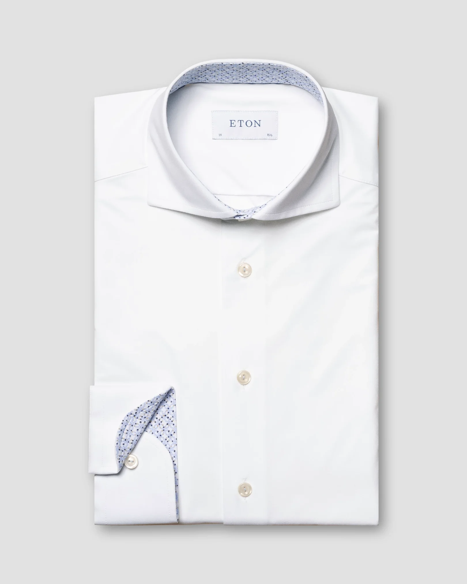 Eton - white four way stretch contrast collar