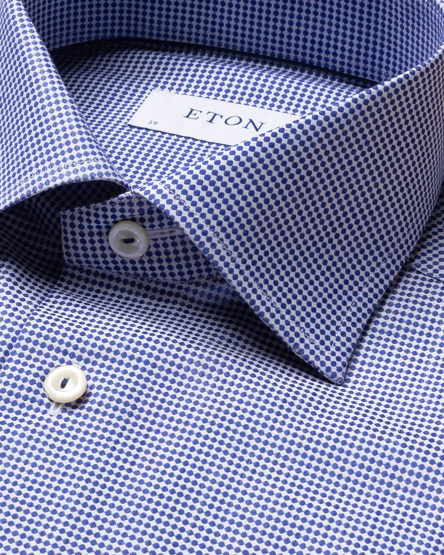 Eton - blue dots weave shirt cut away collar