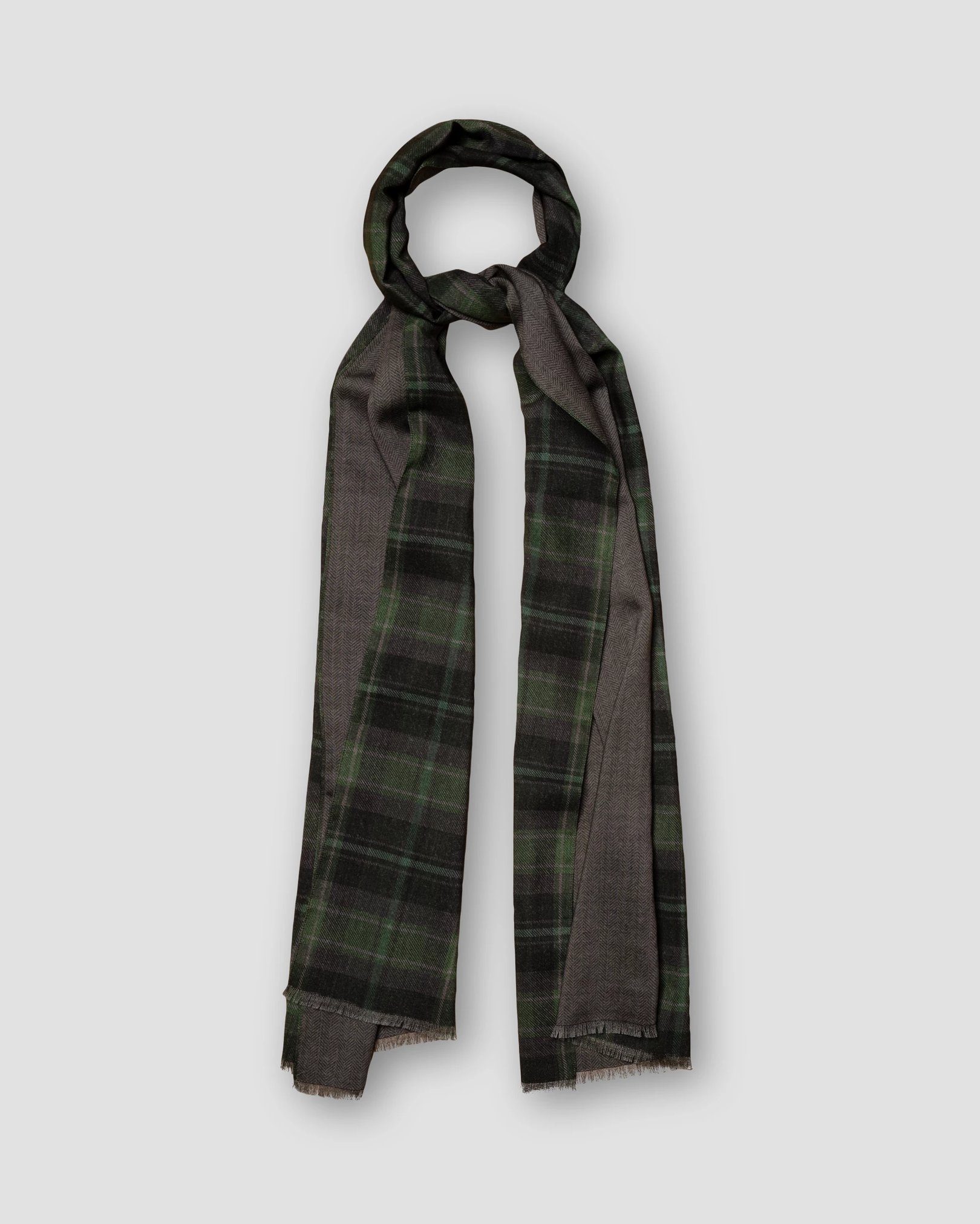 Eton - dark green plaid double sided wool scarf