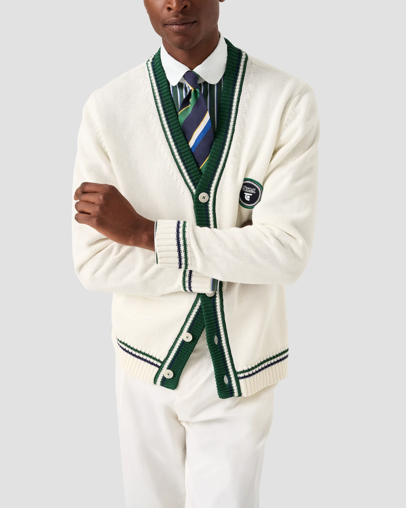 Eton - striped club collar shirt