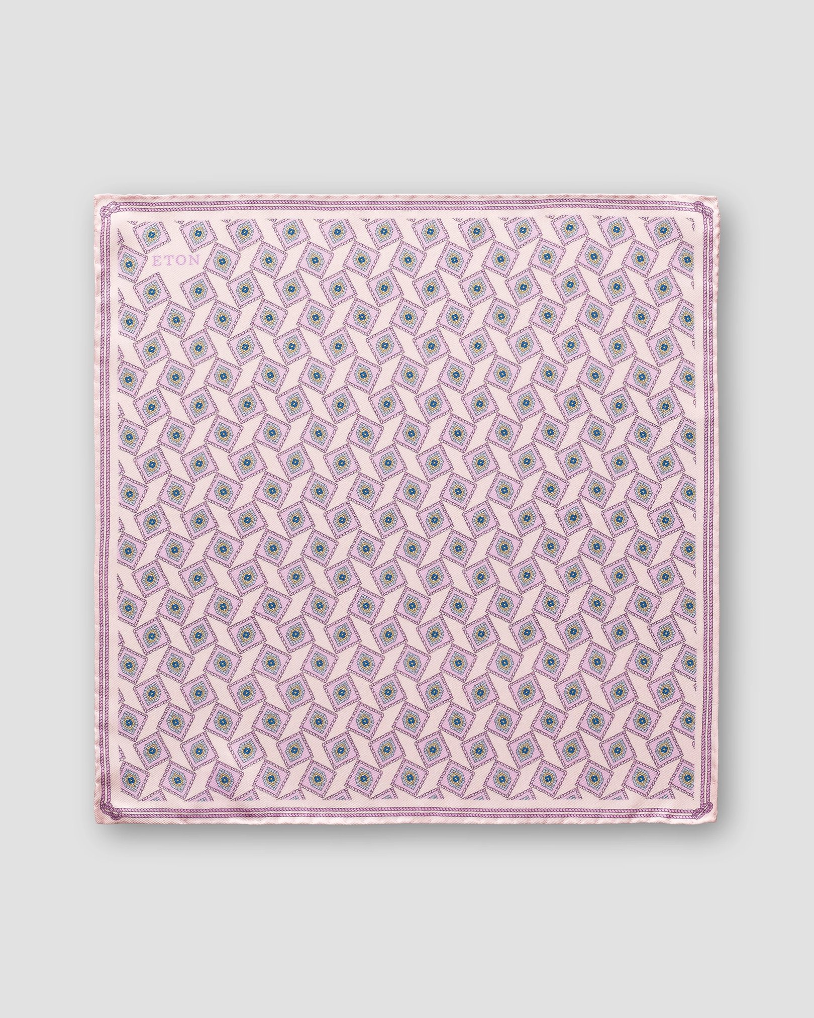 Eton - pink geometrical print silk pocket square