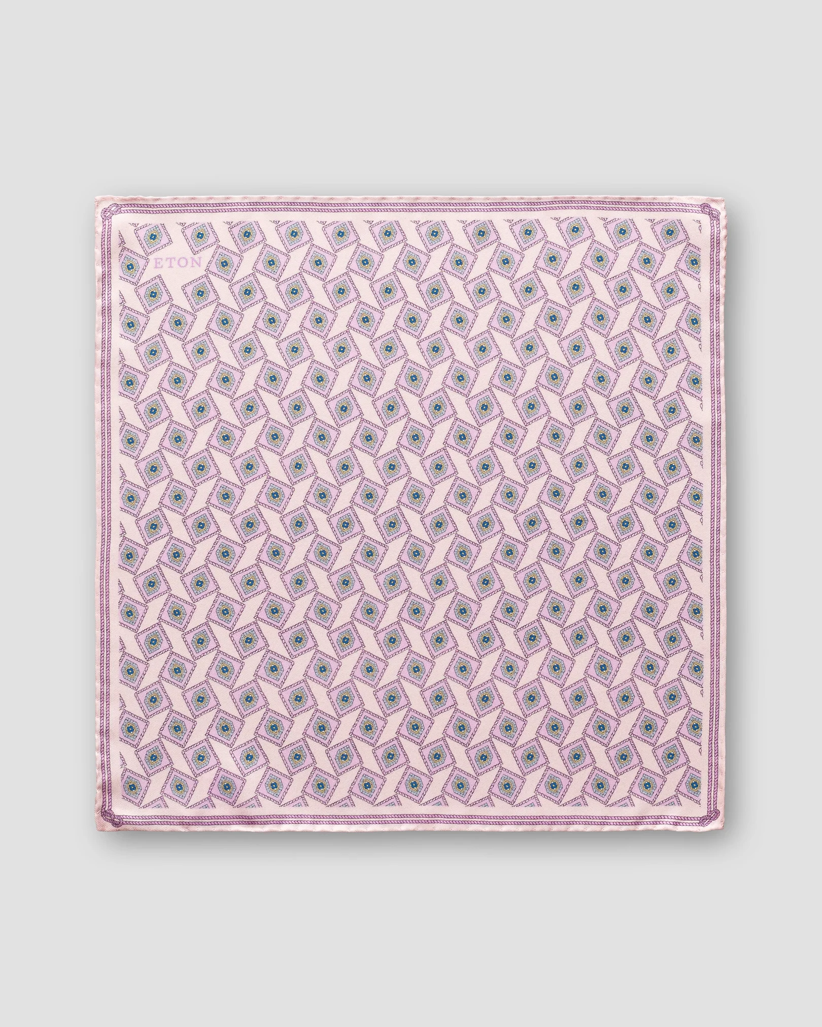Eton - pink geometrical print silk pocket square