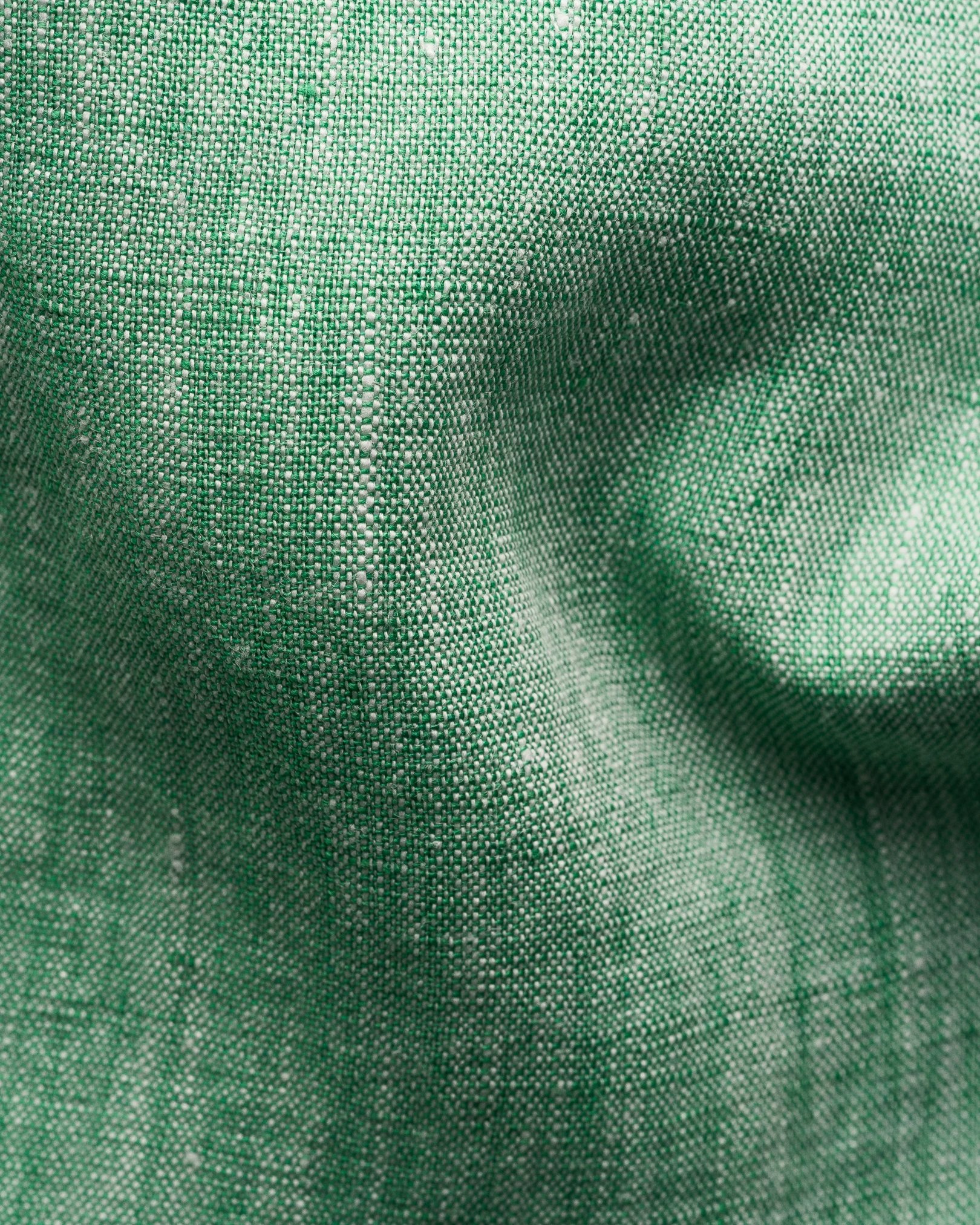 Eton - mid green solid plain weave linen shirt