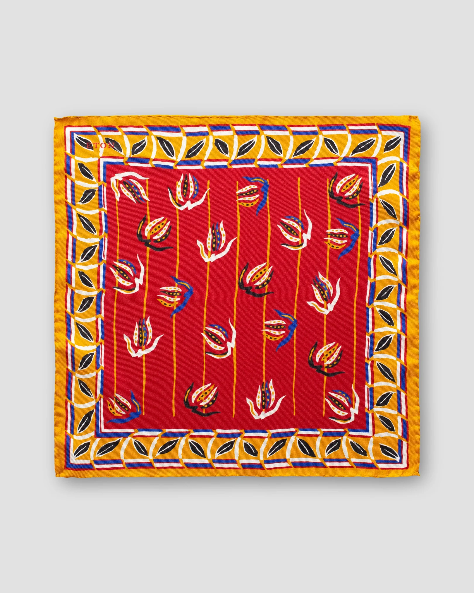 Eton - yellow leaf border pocket square