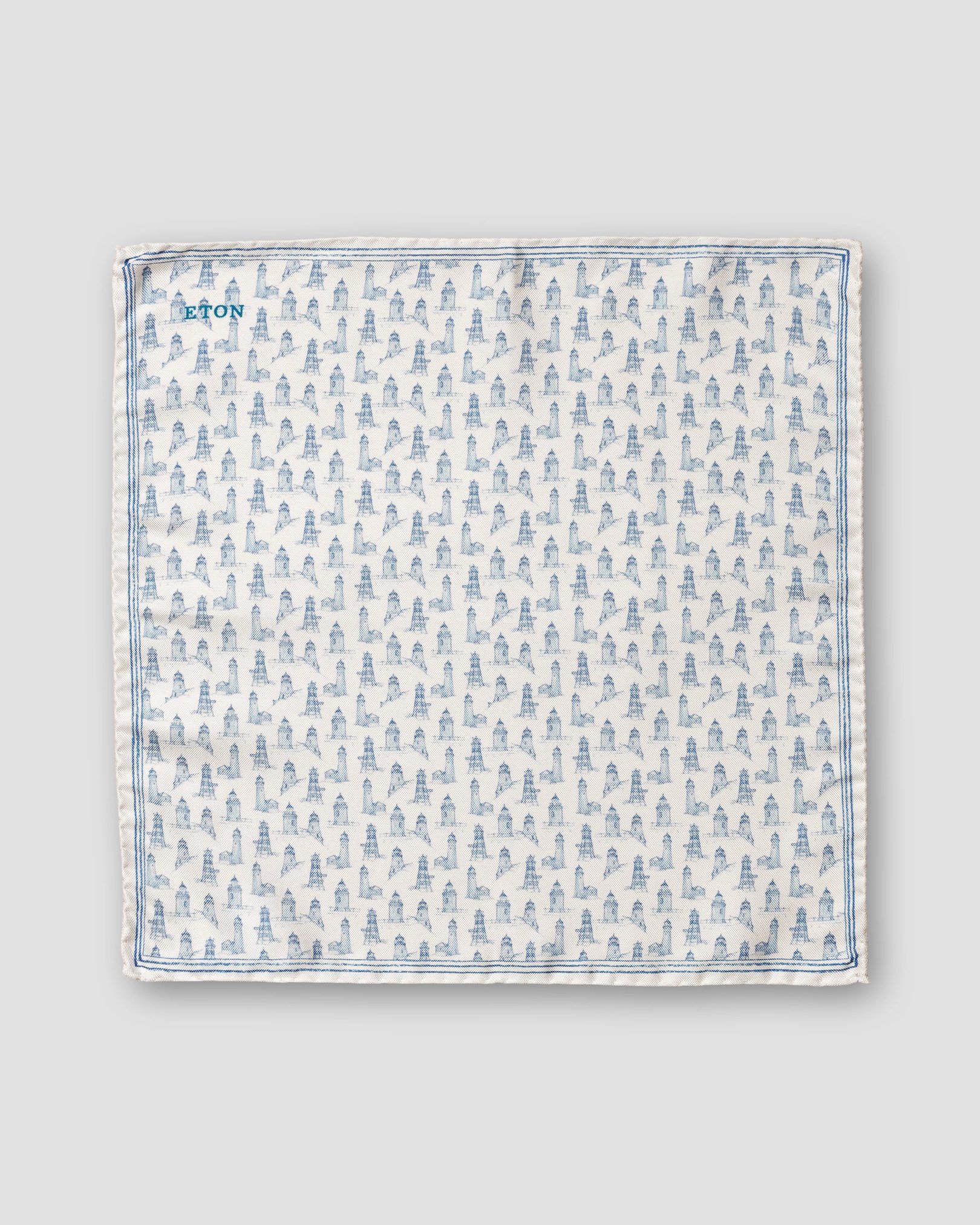 Eton - white lighthouse printed pocket square