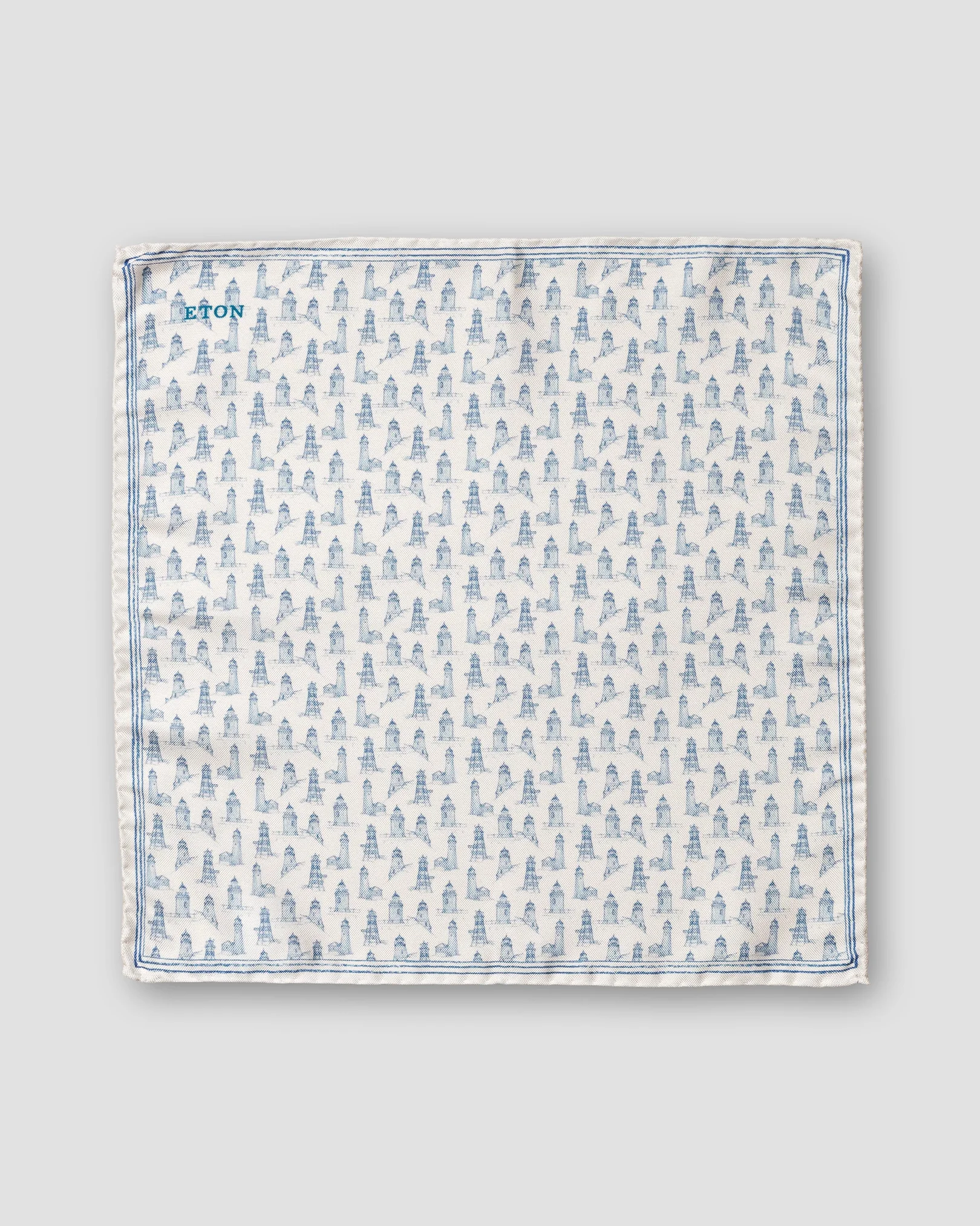 Eton - white lighthouse printed pocket square
