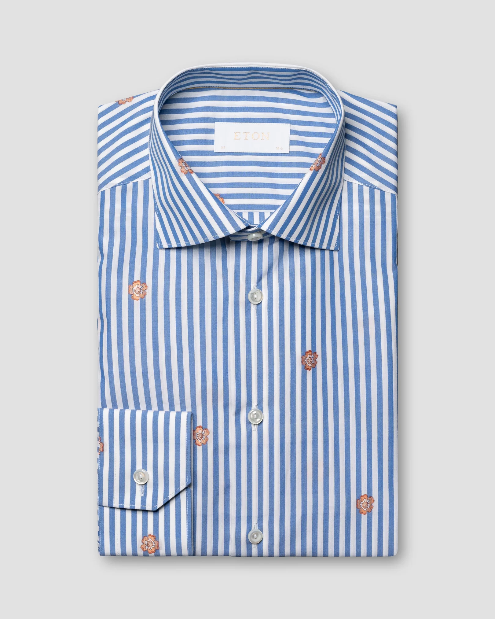 Eton - mid blue medallion striped shirt