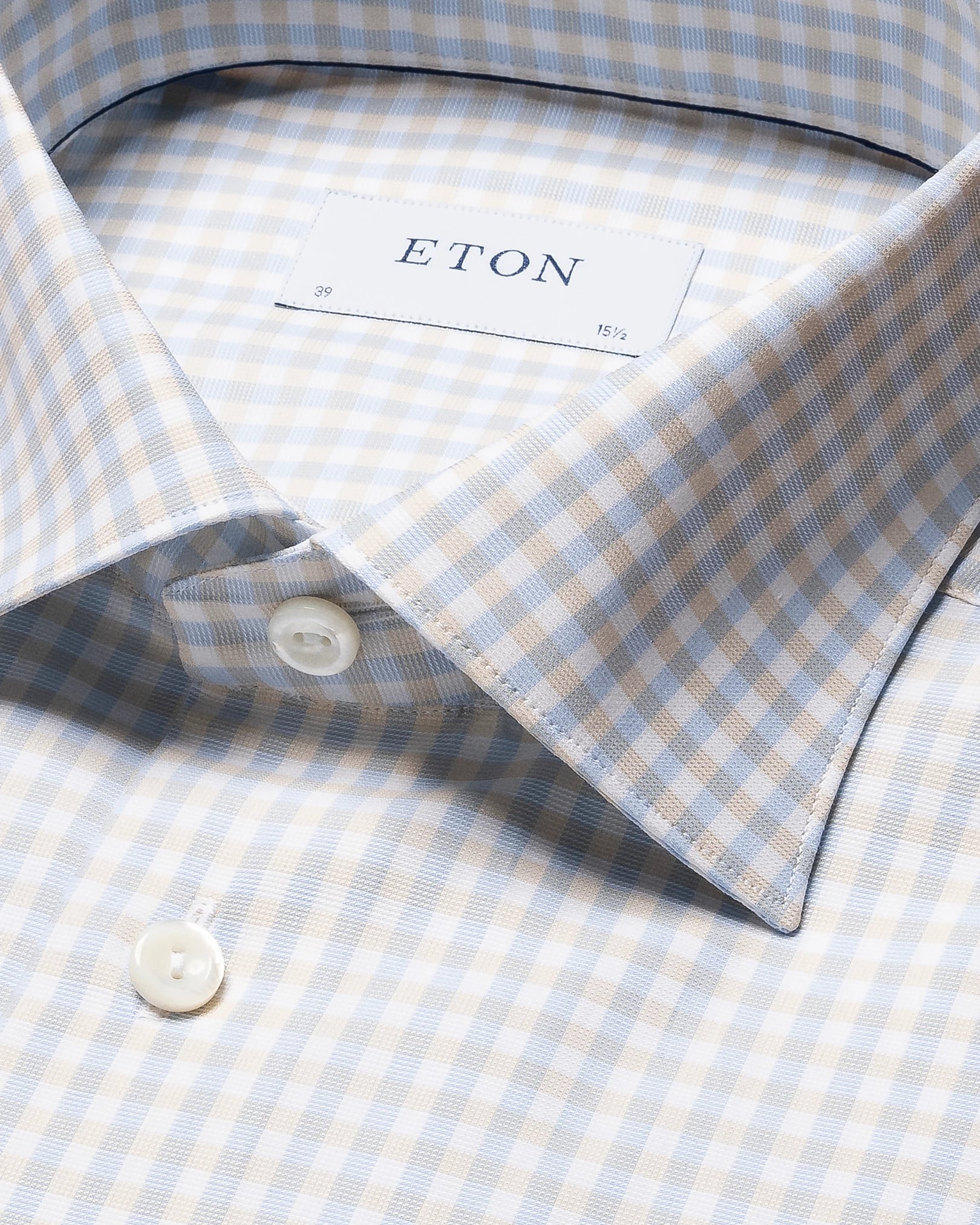 Eton - checked beige dobby