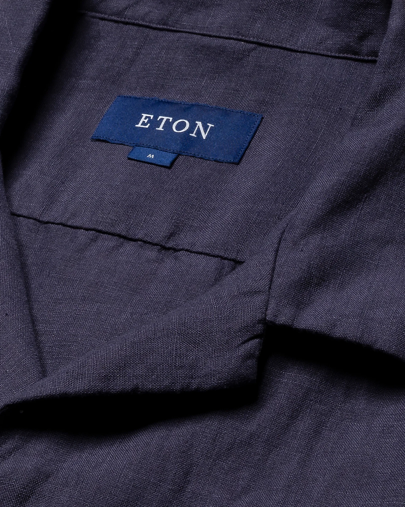 Eton - navy blue plain linen short sleeve