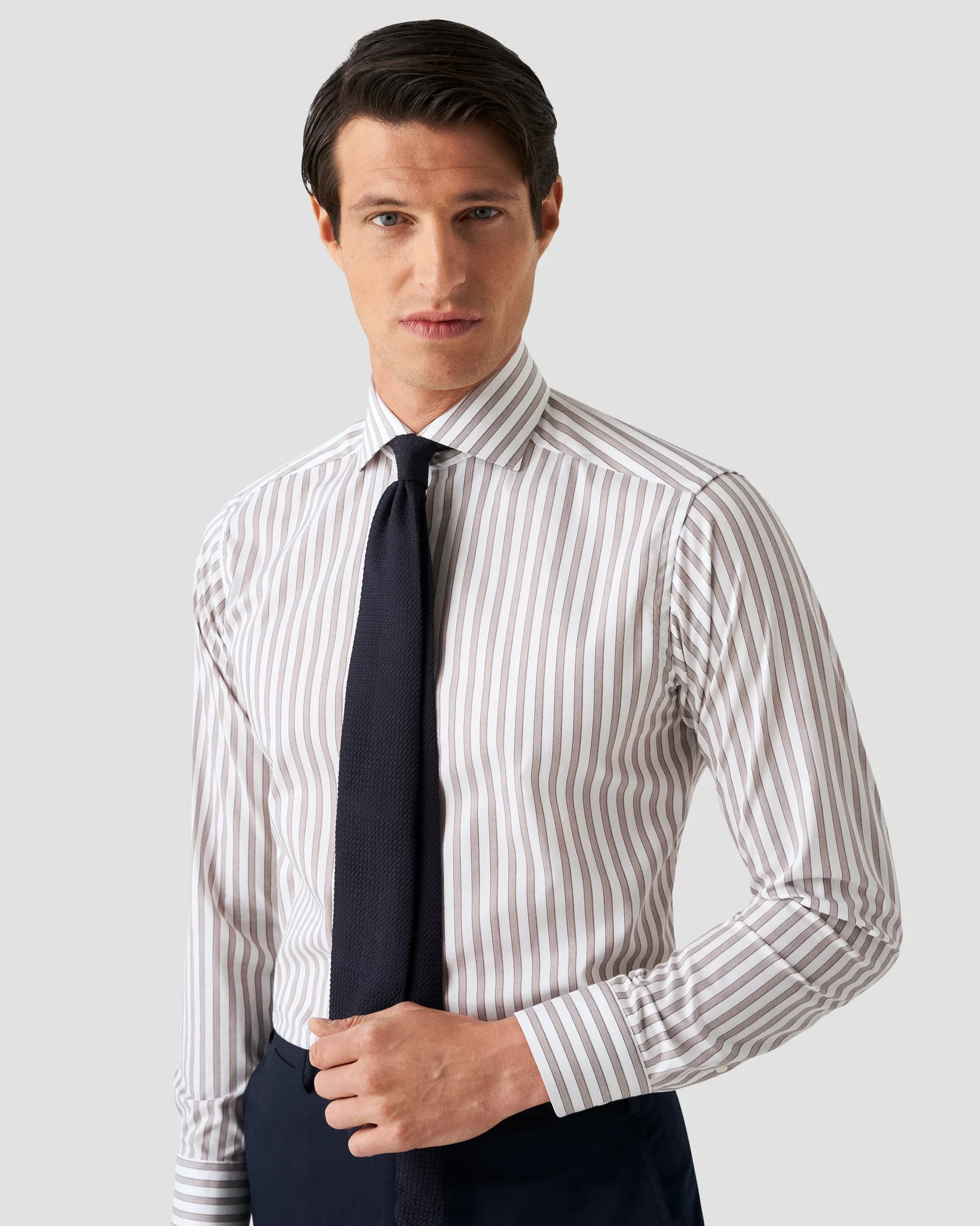 Eton - brown fine twill stretch