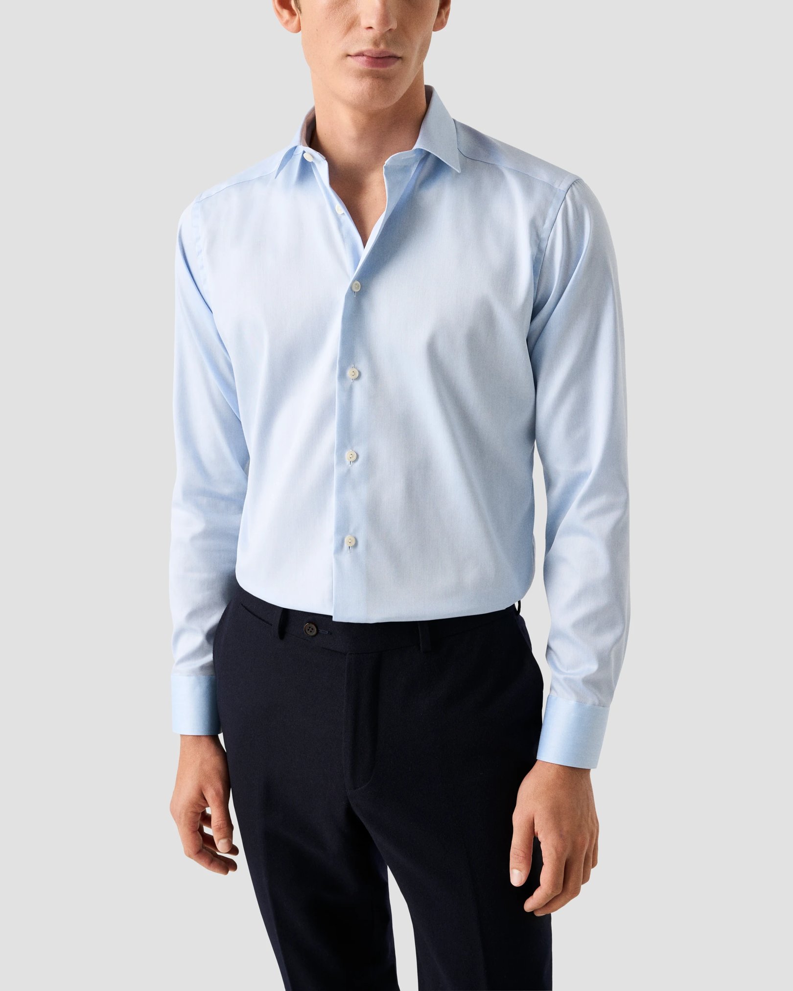 Eton - light blue signature twill shirt pointed