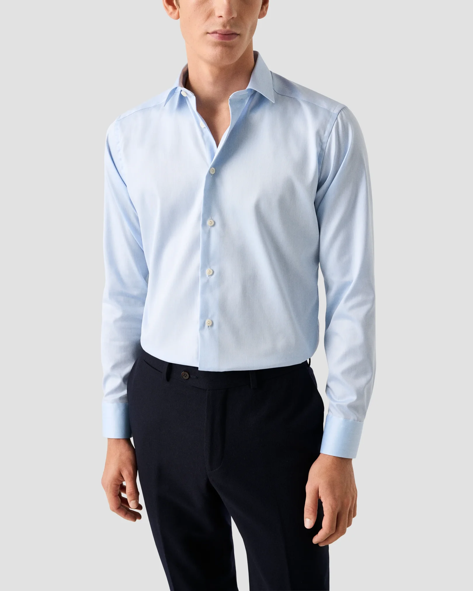 Eton - light blue signature twill shirt pointed