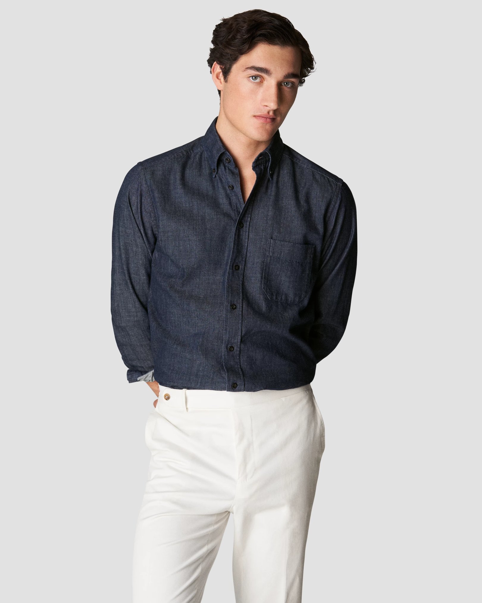 Eton - black indigo button down