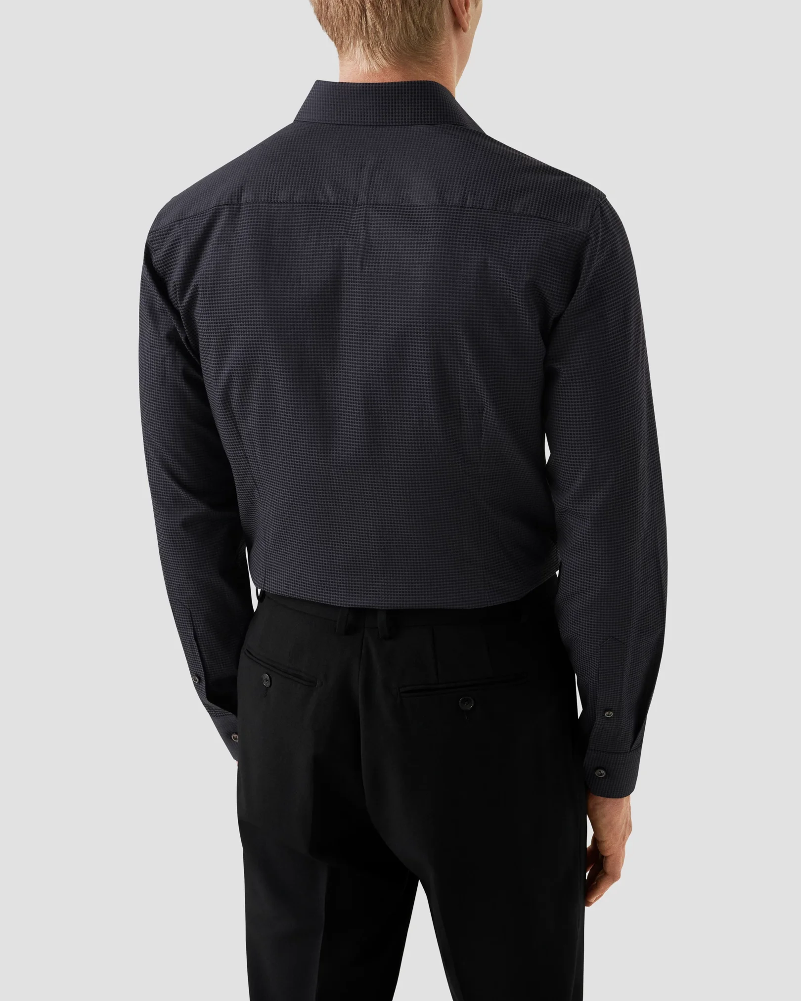 Eton - dark grey polka dot elevated pique shirt
