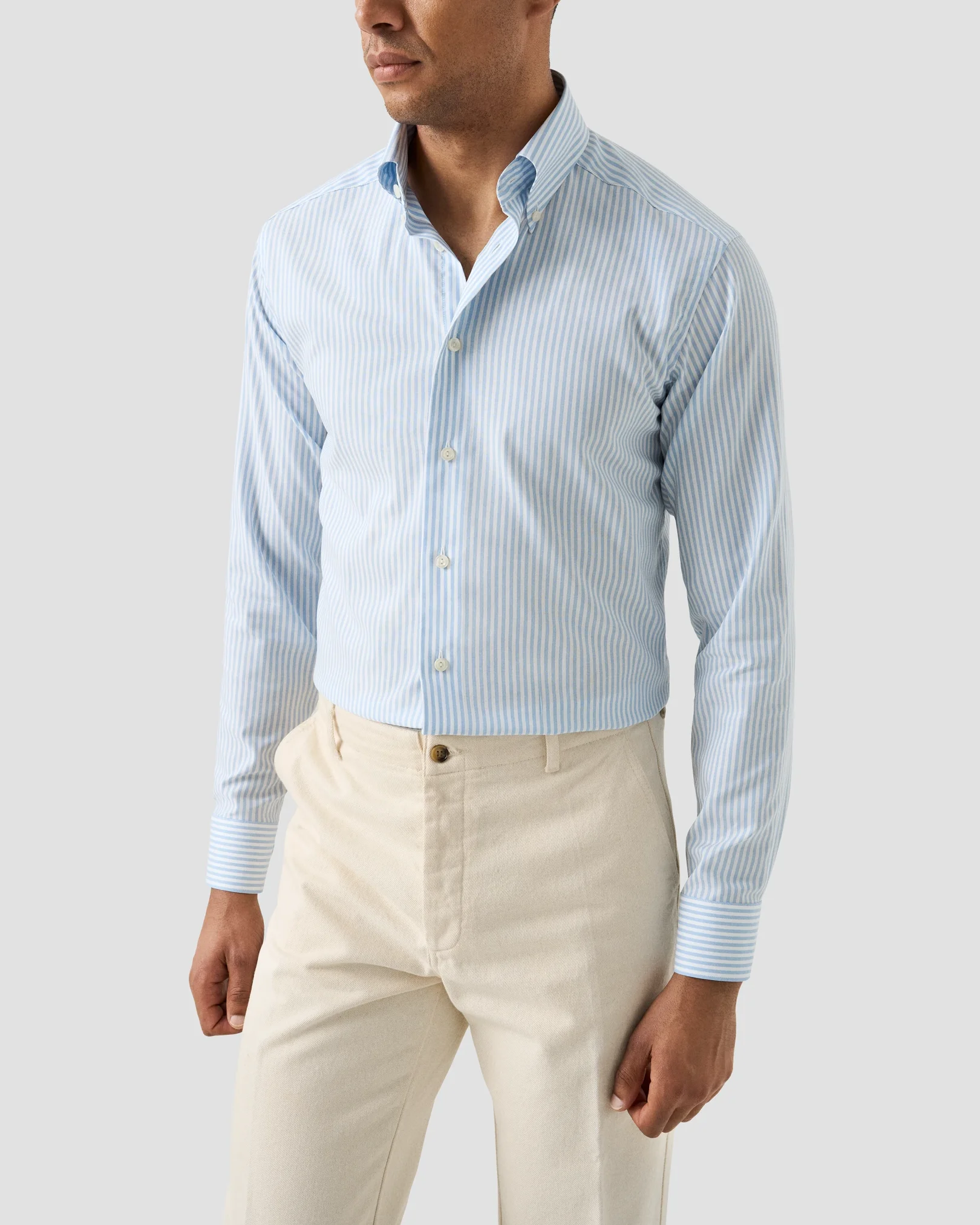 Eton - light blue stripe signature oxford shirt