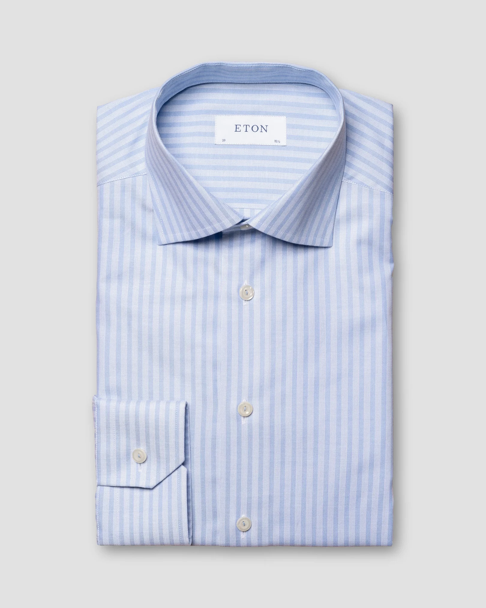 Eton - light blue bold striped oxford