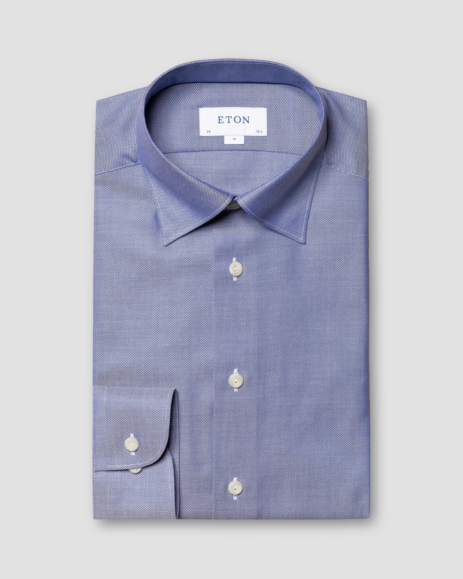 Eton - dark blue cotton lyocell stretch