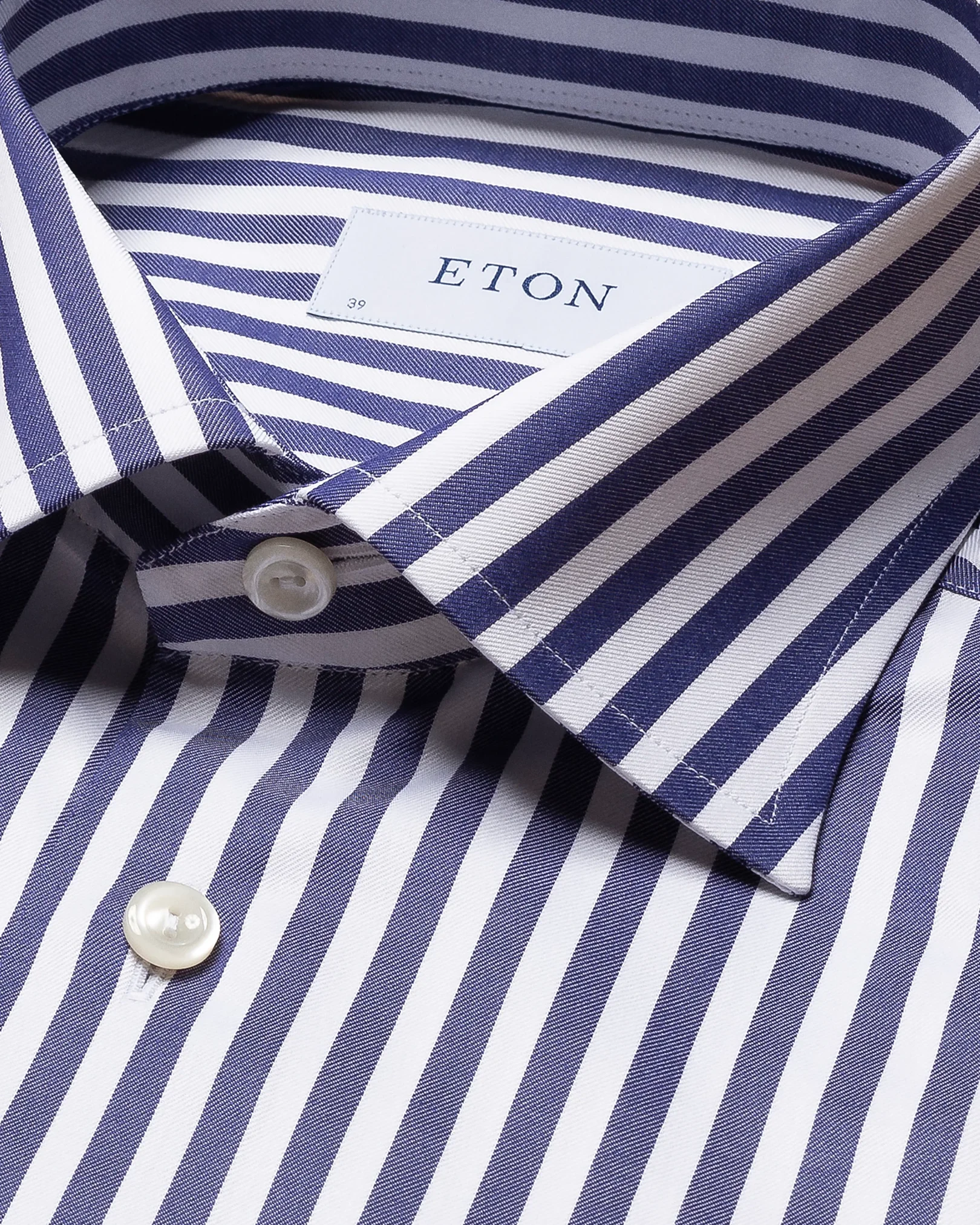 Eton - navy blue signature twill bold stripe